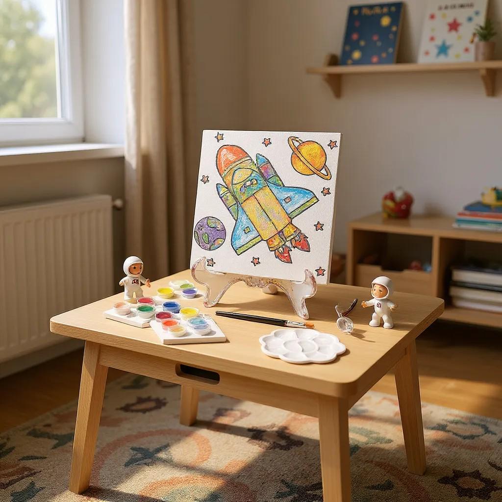 Blast Off! Space Shuttle DIY Paint Kit | Handcrafted Galaxy Canvas Art for Kids