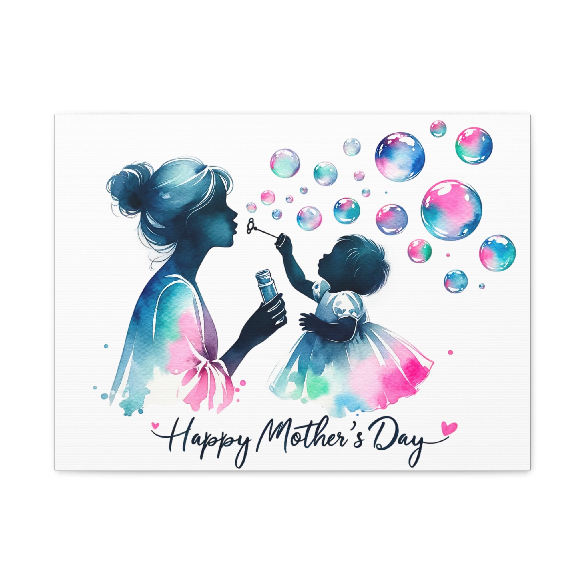 "Bubbles of Joy" Mother's Day Canvas | Mother & Daughter Watercolor Art