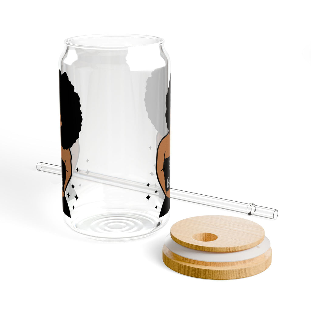 "Black is Beautiful" Afro Art Glass Can Tumbler | Natural Hair Empowerment Gift