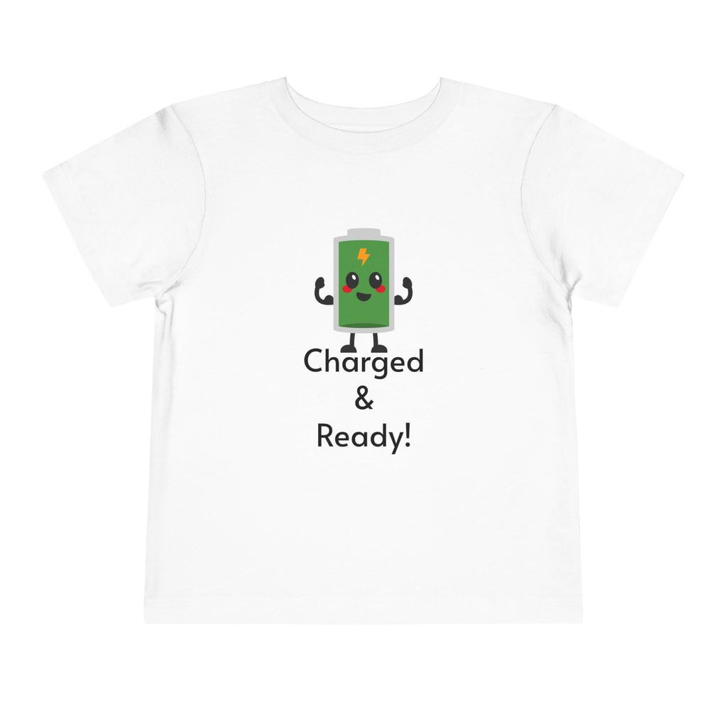 "100% Charged" Toddler Shirt | Funny No Nap Kids Outfit