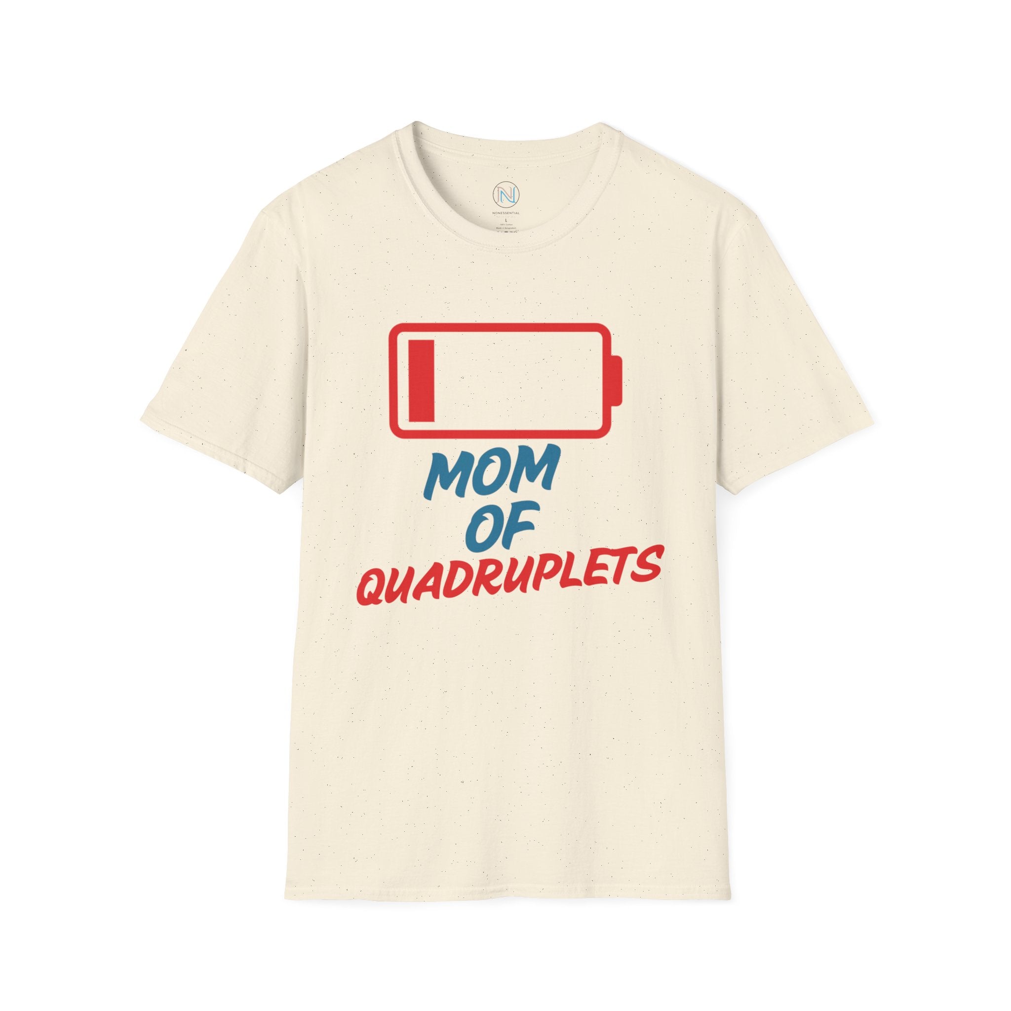 "Mom of Quads" Low Battery T-Shirt - Funny Mother's Day Gift