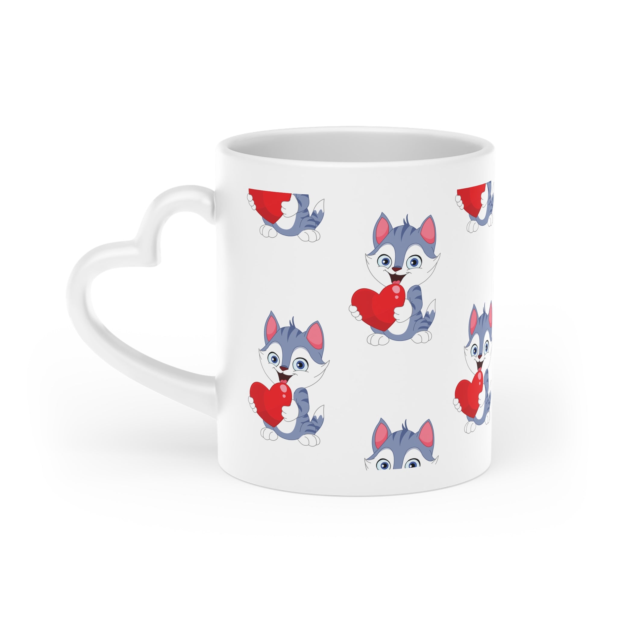 "Purr-fect Love" Heart Handle Mug | Cute Kitten Coffee Cup for Cat Moms