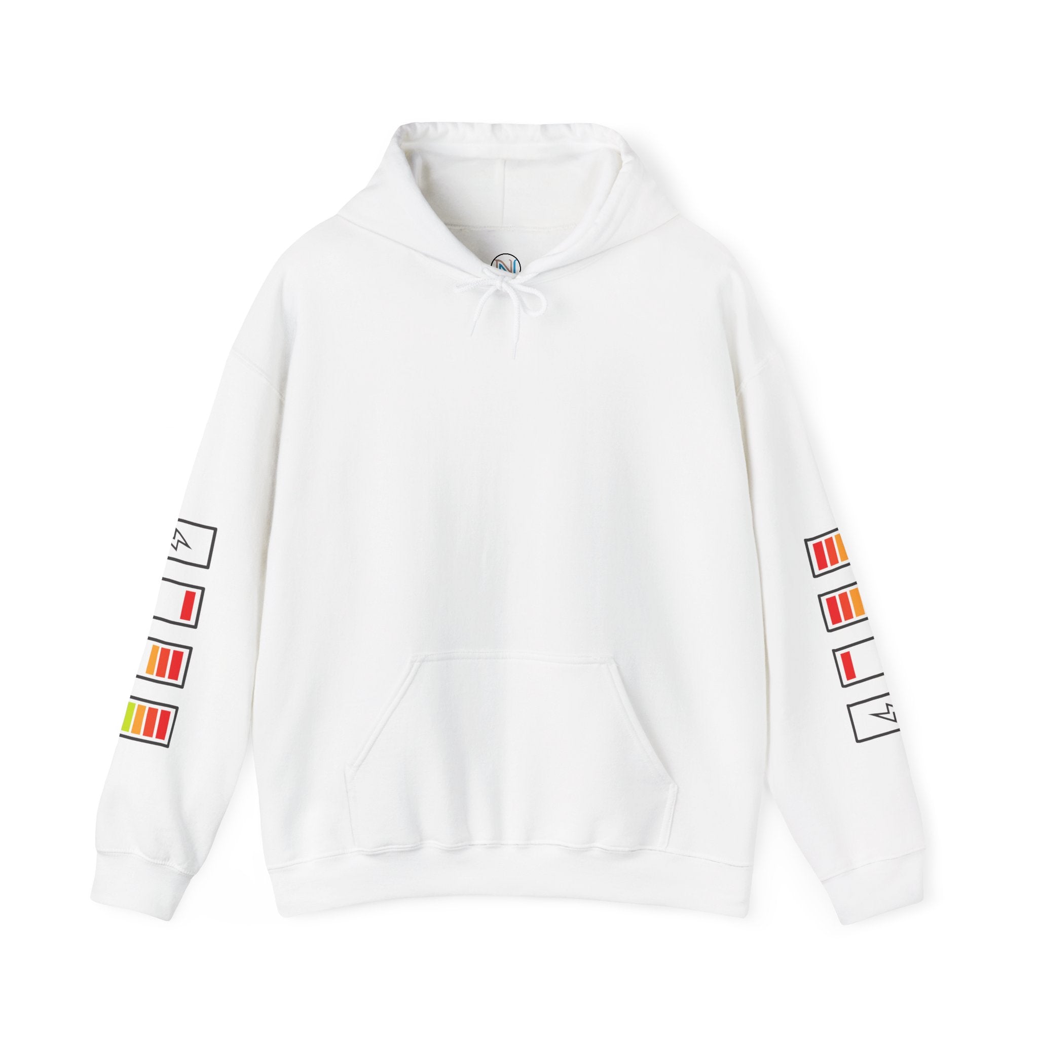 Mom Energy Hoodie — Battery Meter Graphic Hooded Sweatshirt