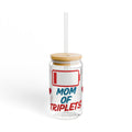 Mom of Triplets Glass Can Tumbler | Iced Coffee Cup Gift for Mom of Three