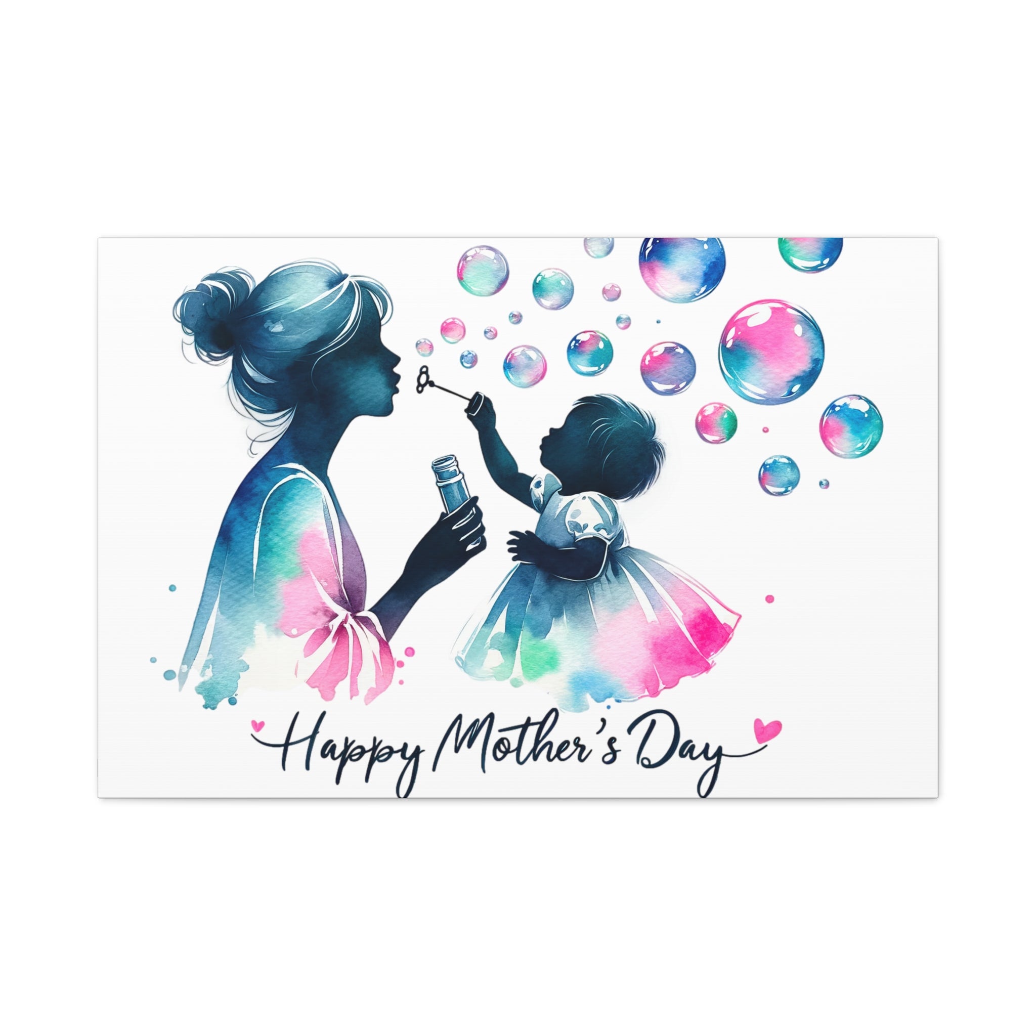 "Bubbles of Joy" Mother's Day Canvas | Mother & Daughter Watercolor Art