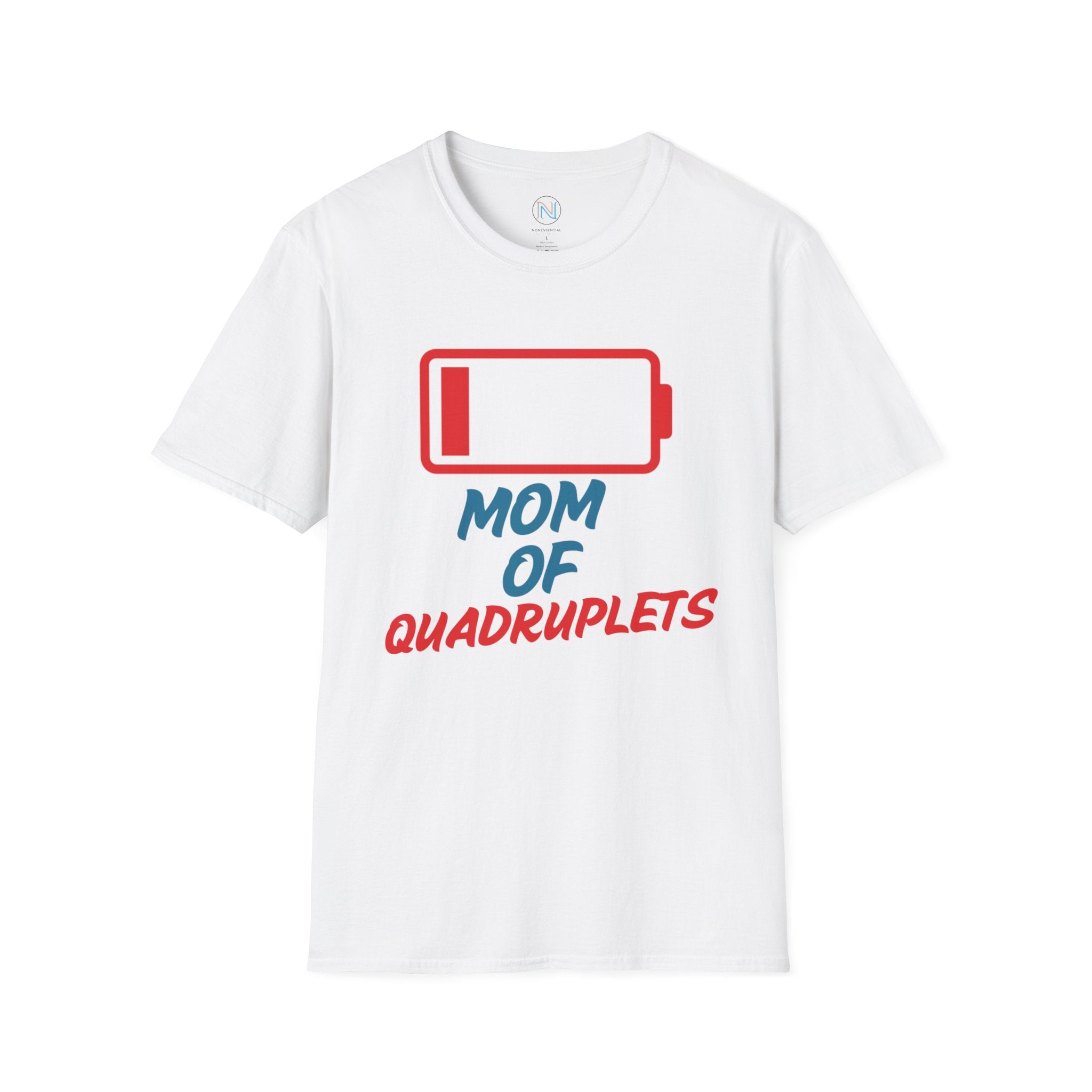 "Mom of Quads" Low Battery T-Shirt - Funny Mother's Day Gift