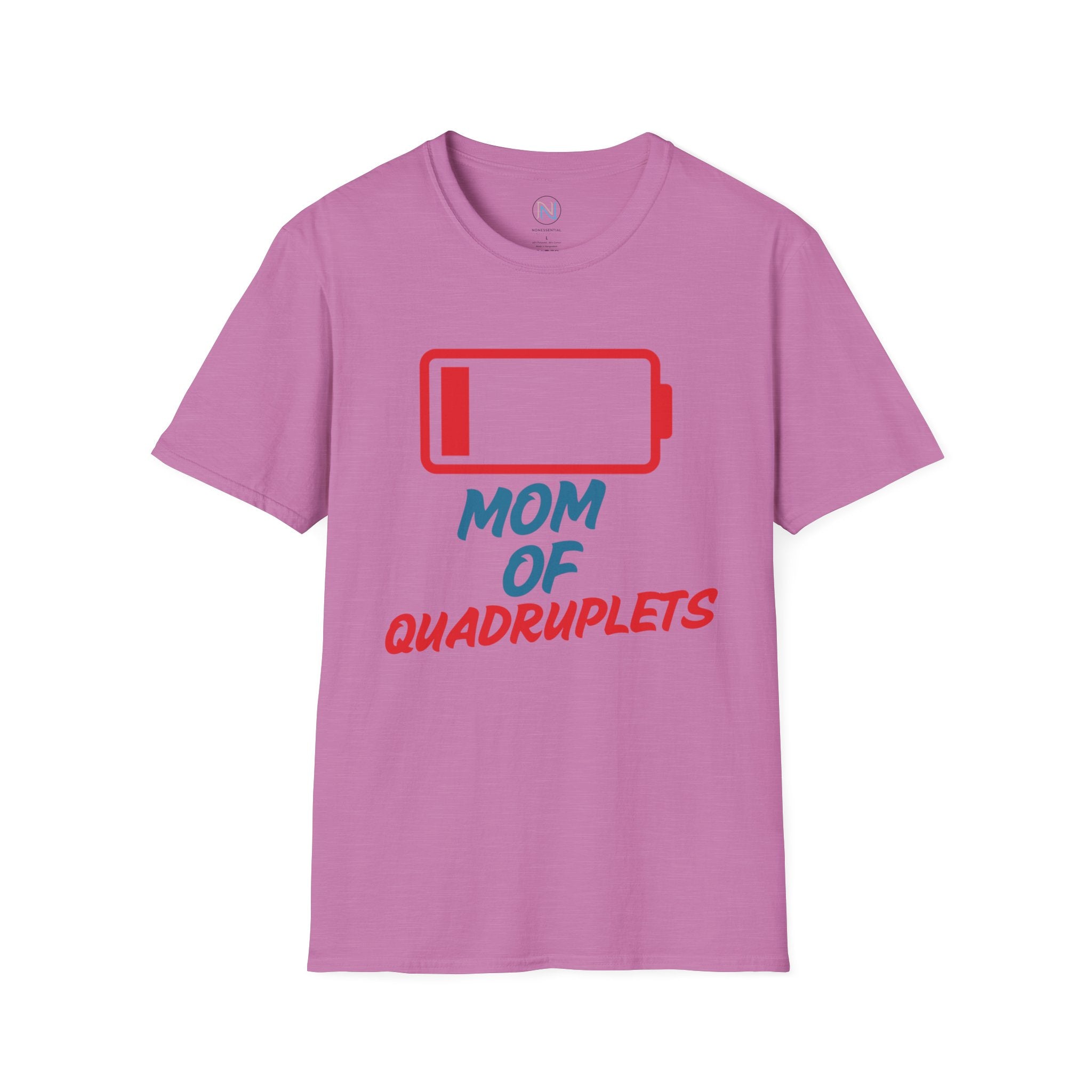 "Mom of Quads" Low Battery T-Shirt - Funny Mother's Day Gift