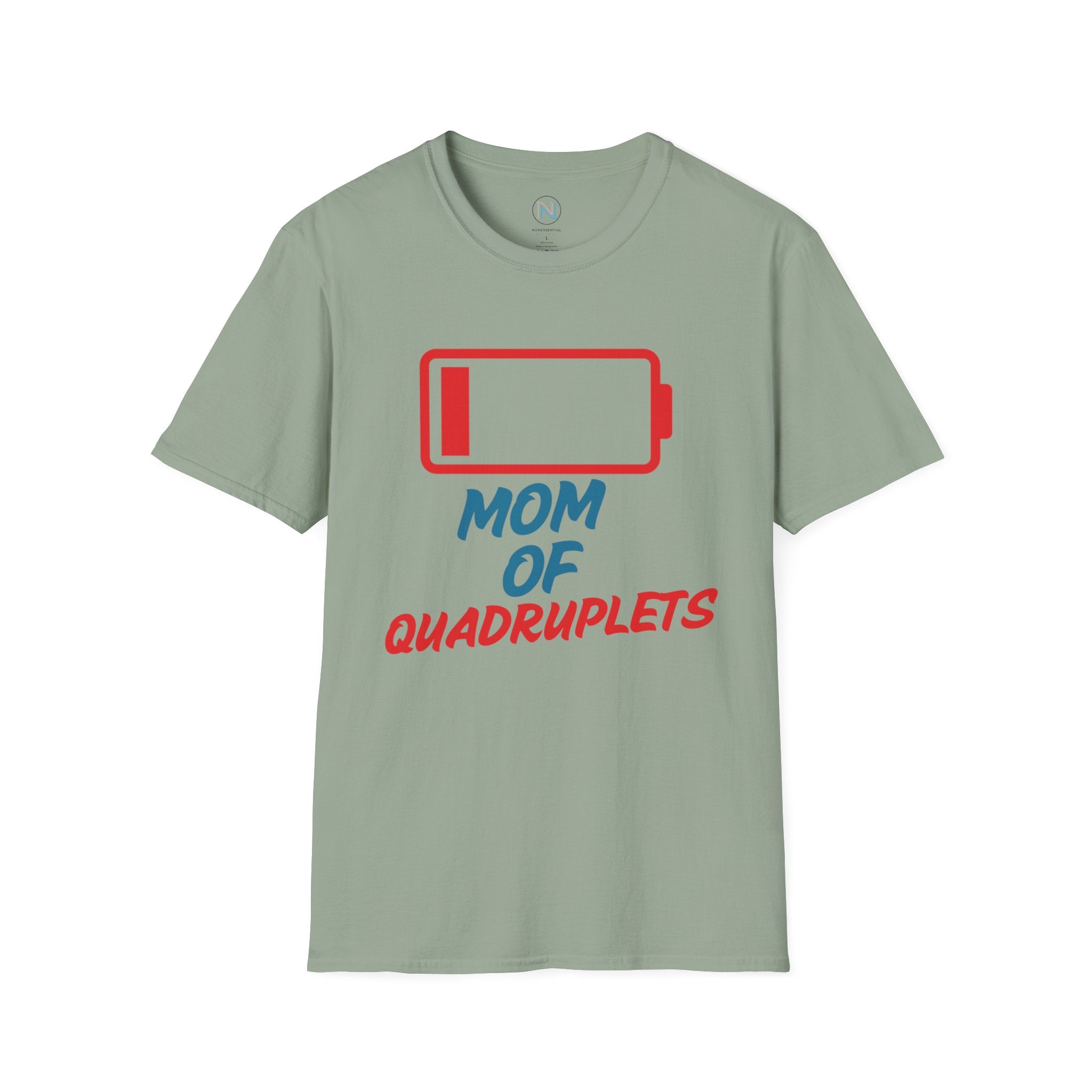 "Mom of Quads" Low Battery T-Shirt - Funny Mother's Day Gift