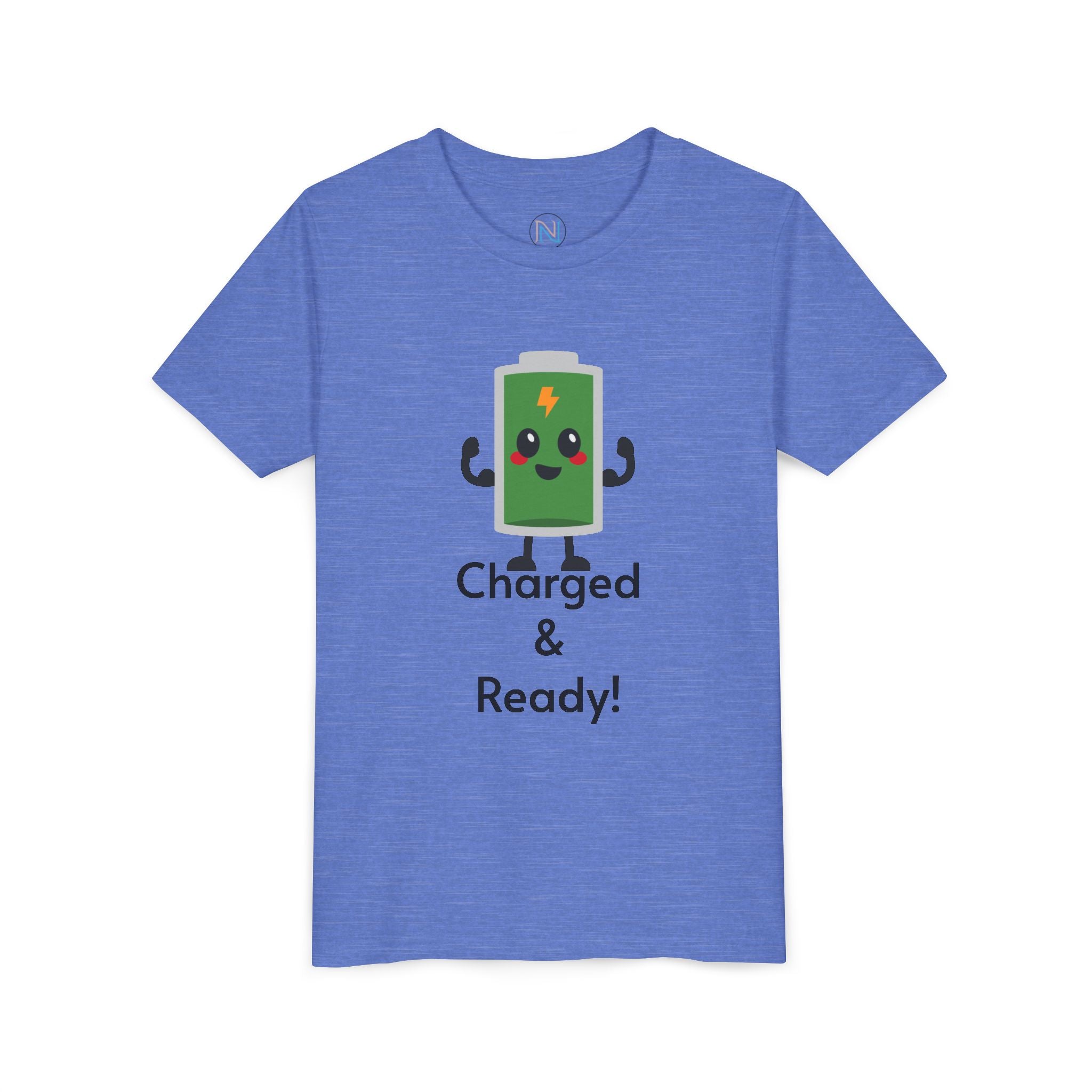 "Charged & Ready" Youth T-Shirt | Gamer Style Battery Graphic Tee