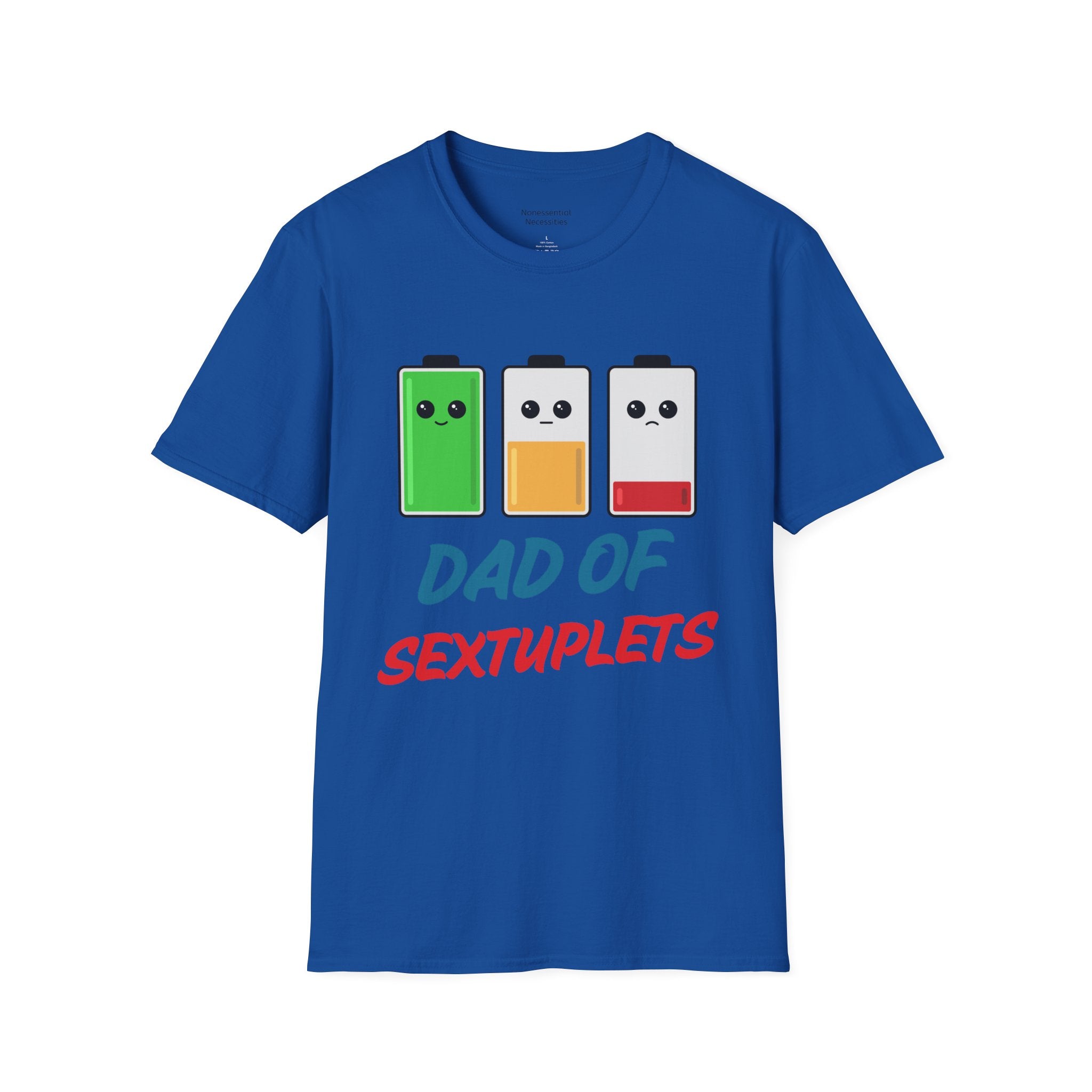 "Dad of Sextuplets" Battery T-Shirt - Funny Gift for Father of Six