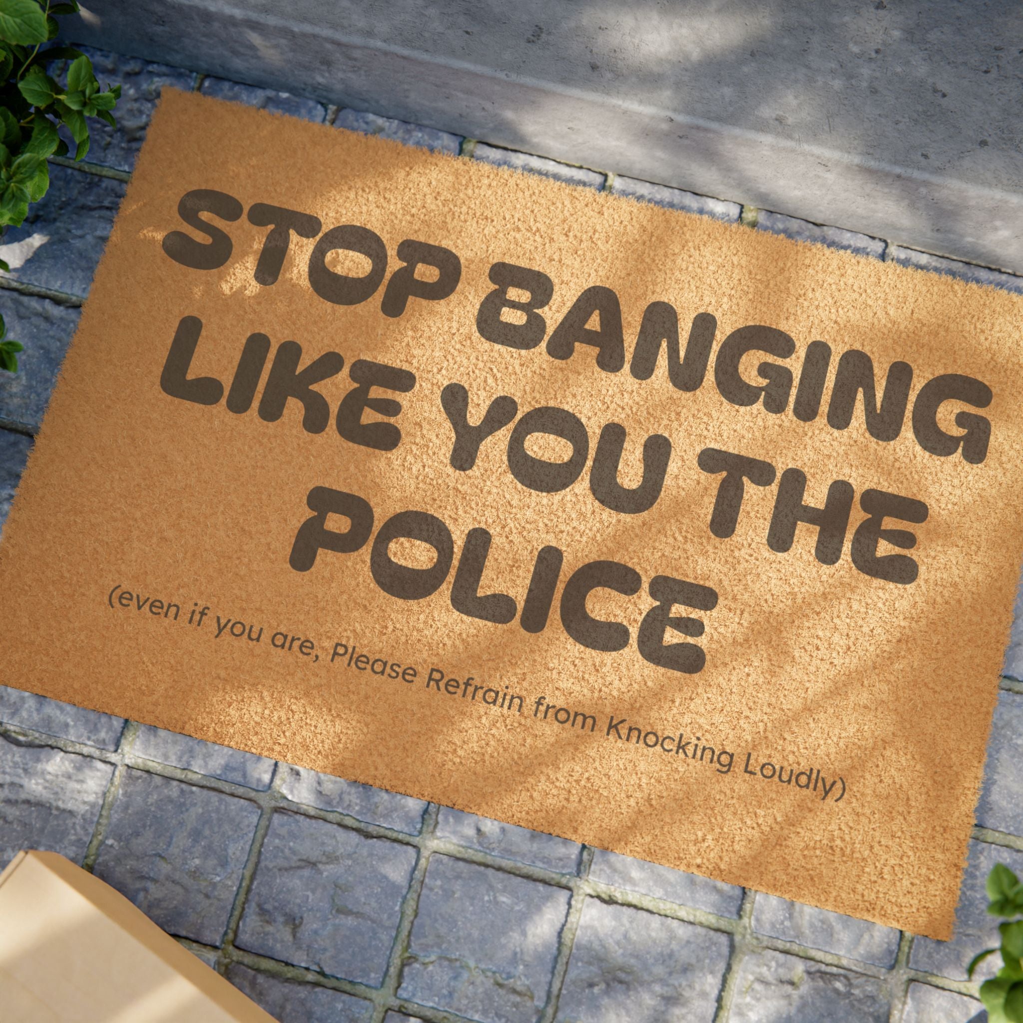 The "Knock Quietly" Funny Welcome Mat
