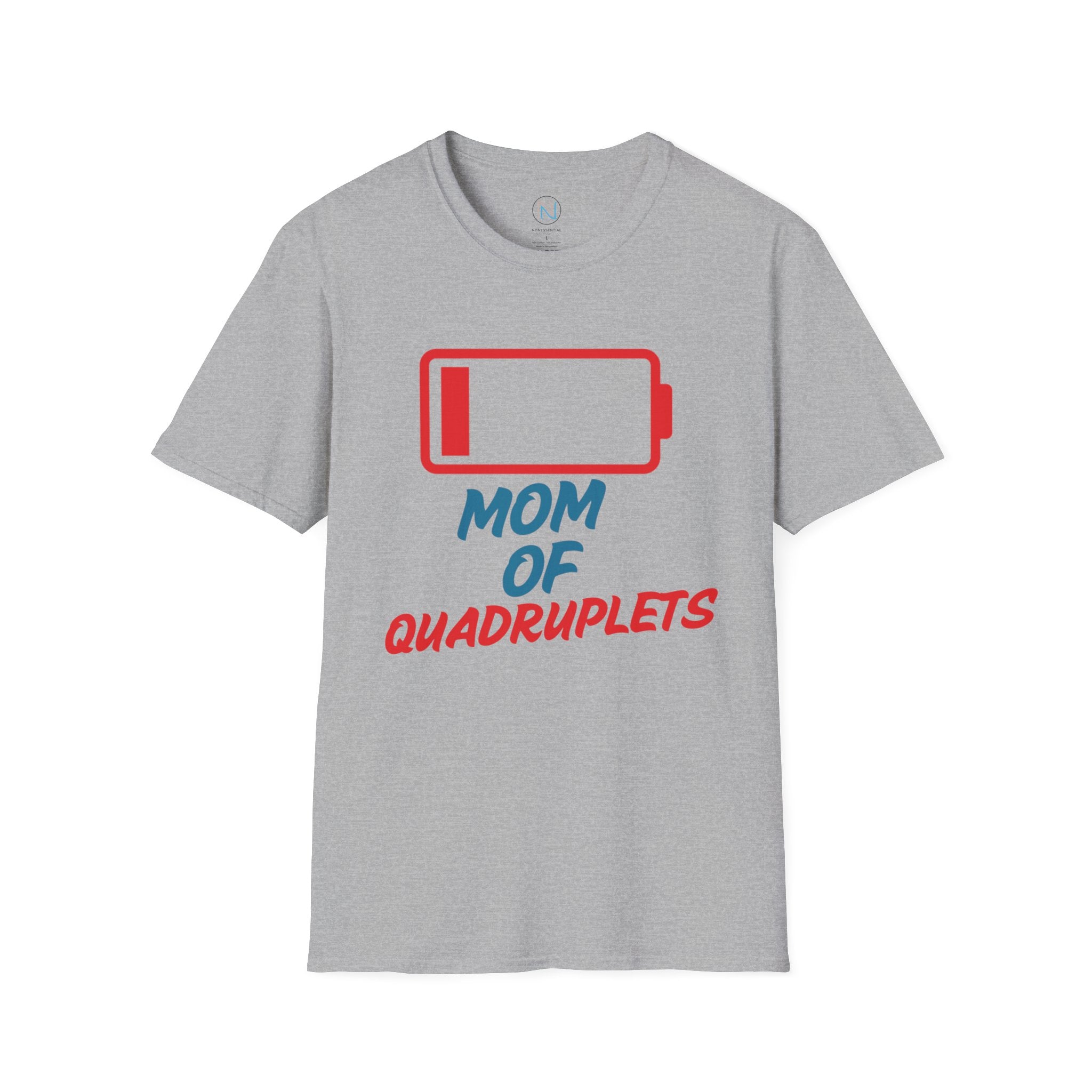 "Mom of Quads" Low Battery T-Shirt - Funny Mother's Day Gift