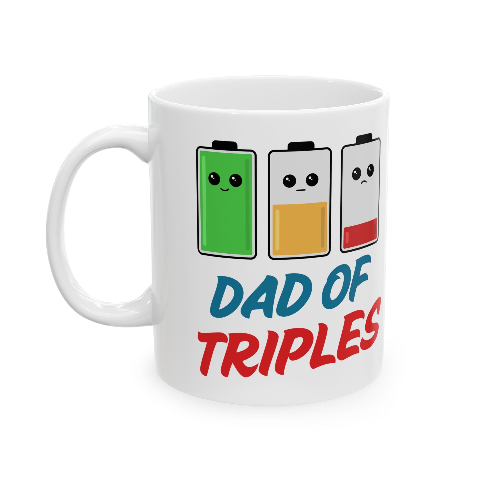 "Dad of Triplets" Battery Mood Coffee Mug | New Dad of Three Gift