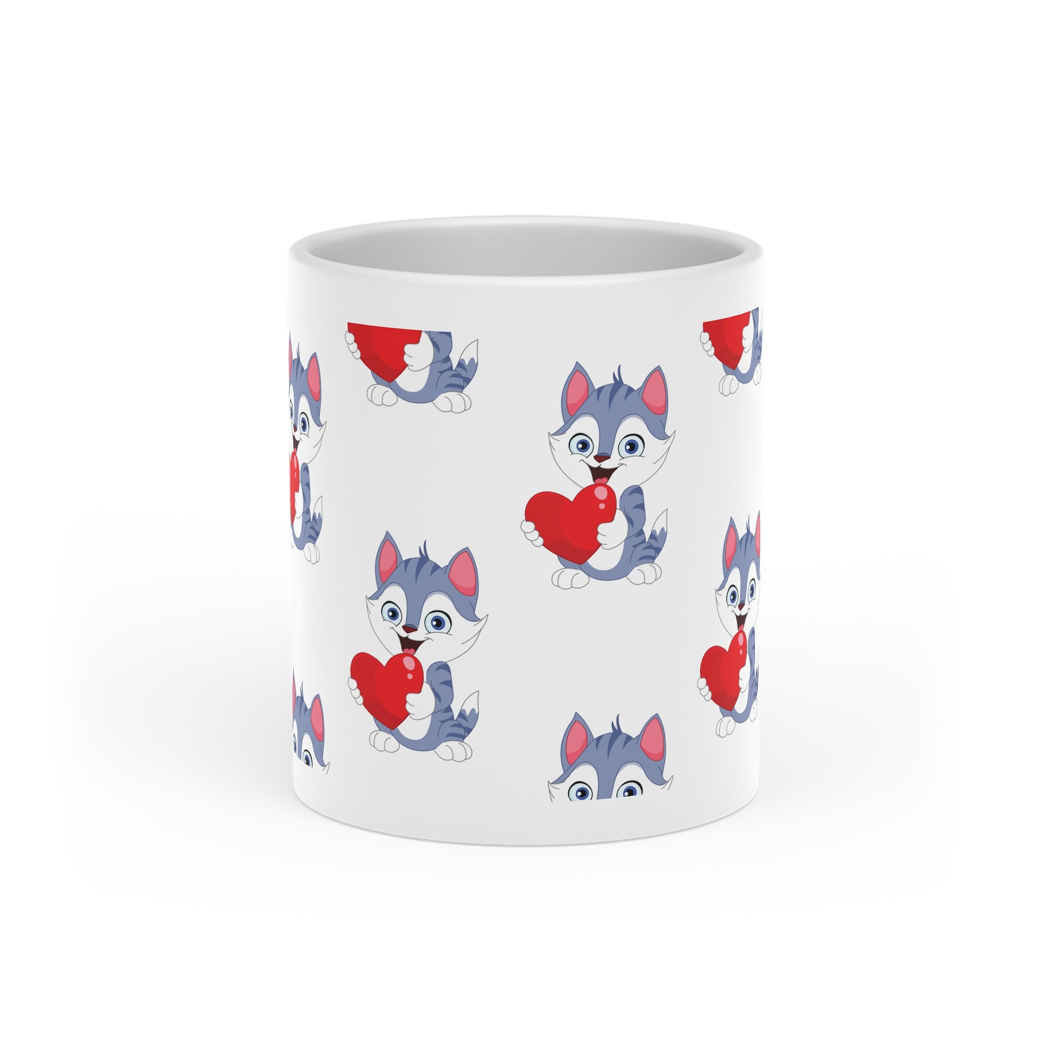 "Purr-fect Love" Heart Handle Mug | Cute Kitten Coffee Cup for Cat Moms