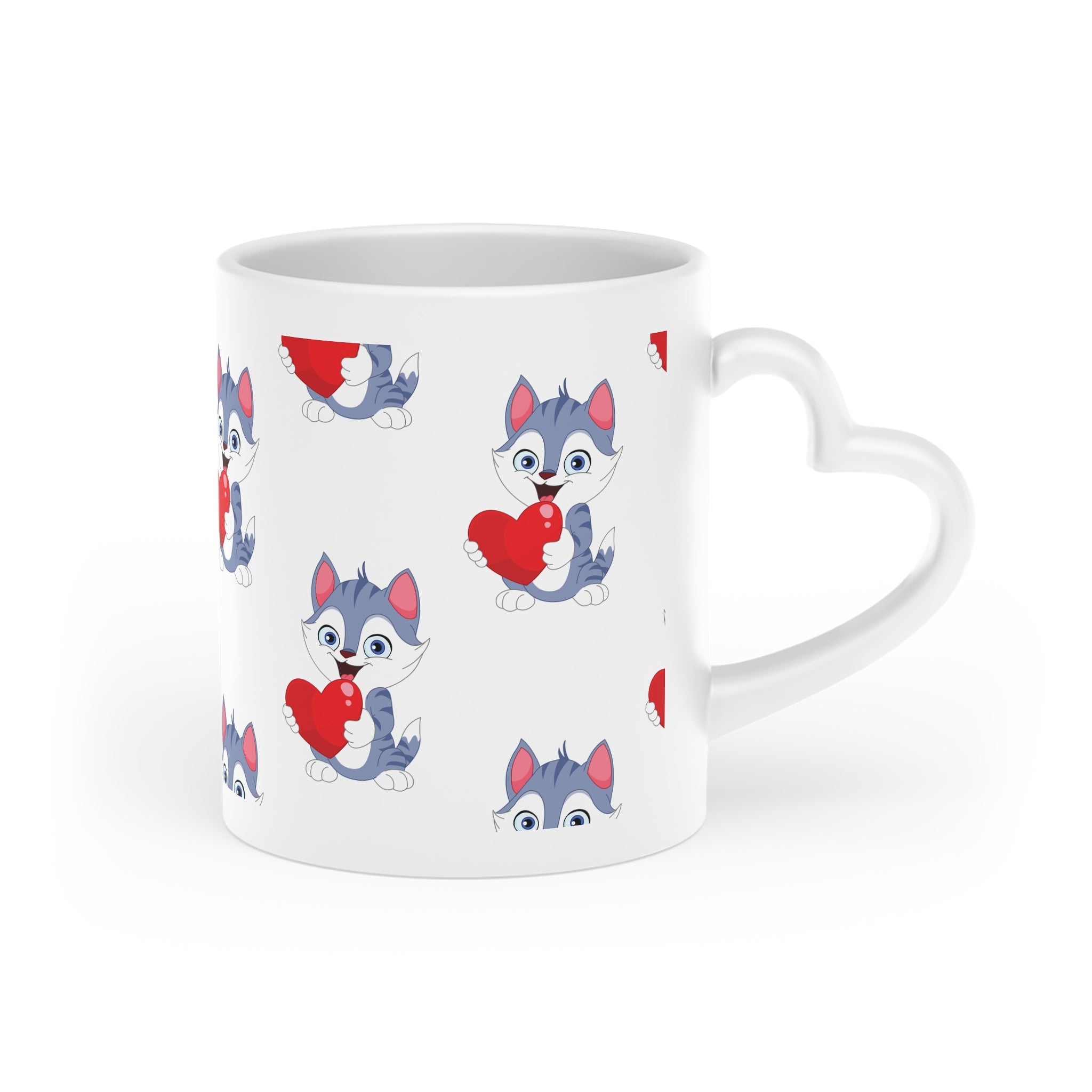 "Purr-fect Love" Heart Handle Mug | Cute Kitten Coffee Cup for Cat Moms