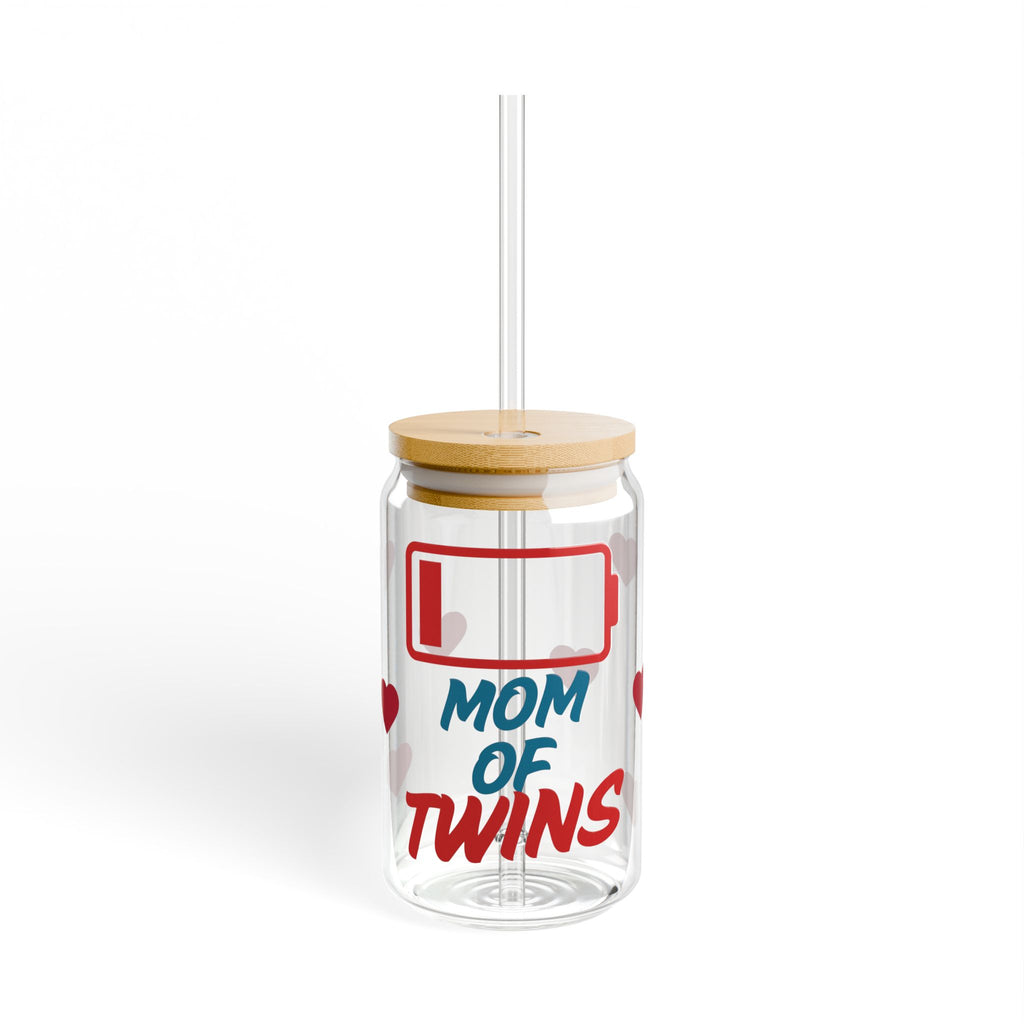 Mom of Twins Glass Can Tumbler | Iced Coffee Cup Gift for Twin Mom