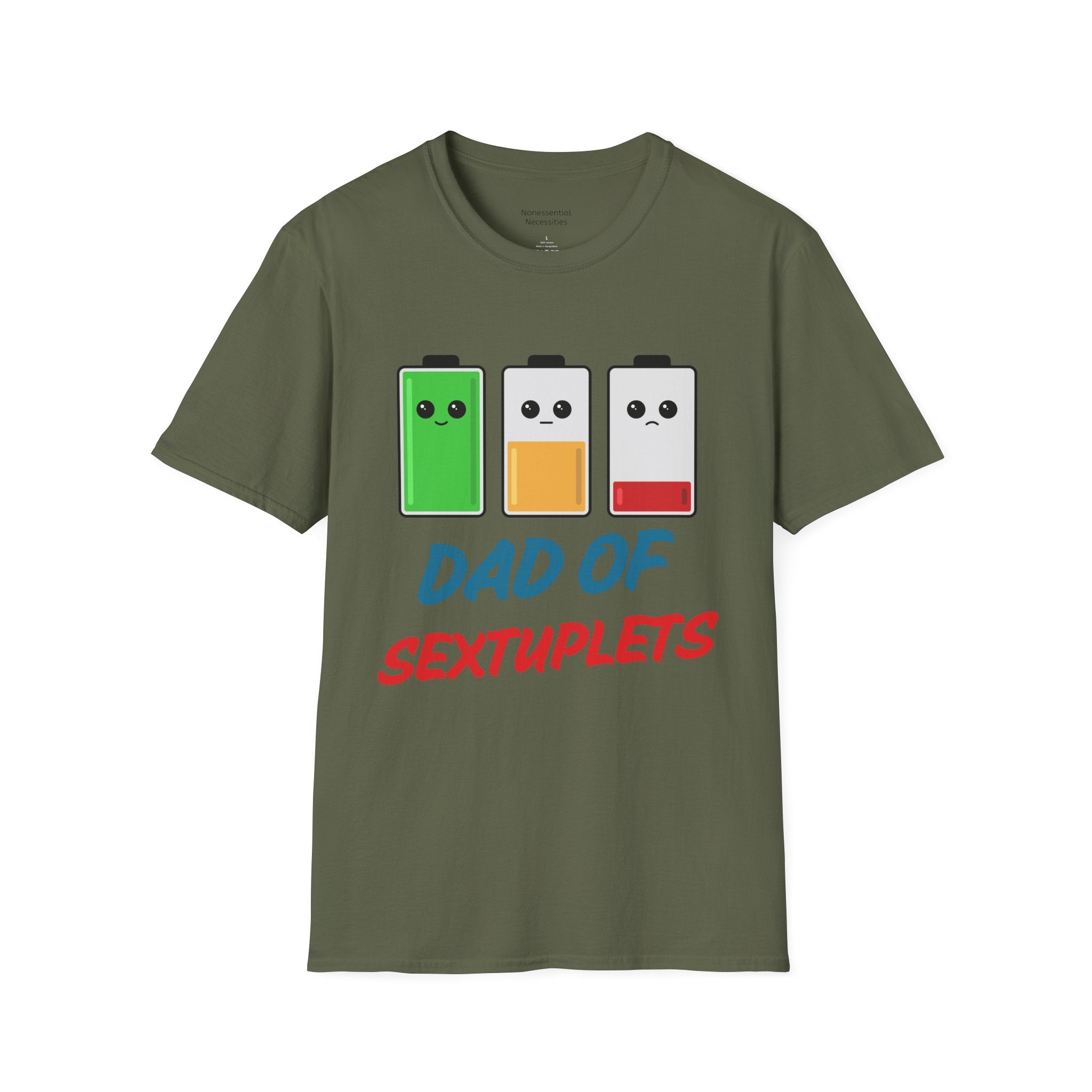 "Dad of Sextuplets" Battery T-Shirt - Funny Gift for Father of Six