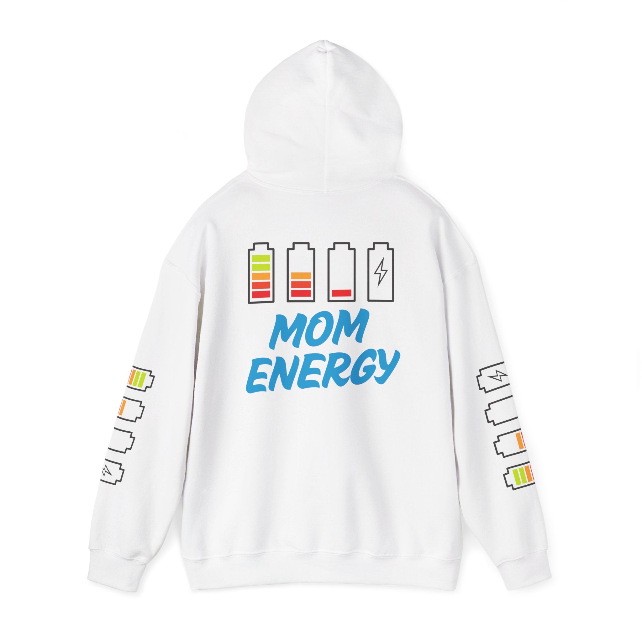 Mom Energy Hoodie — Battery Meter Graphic Hooded Sweatshirt
