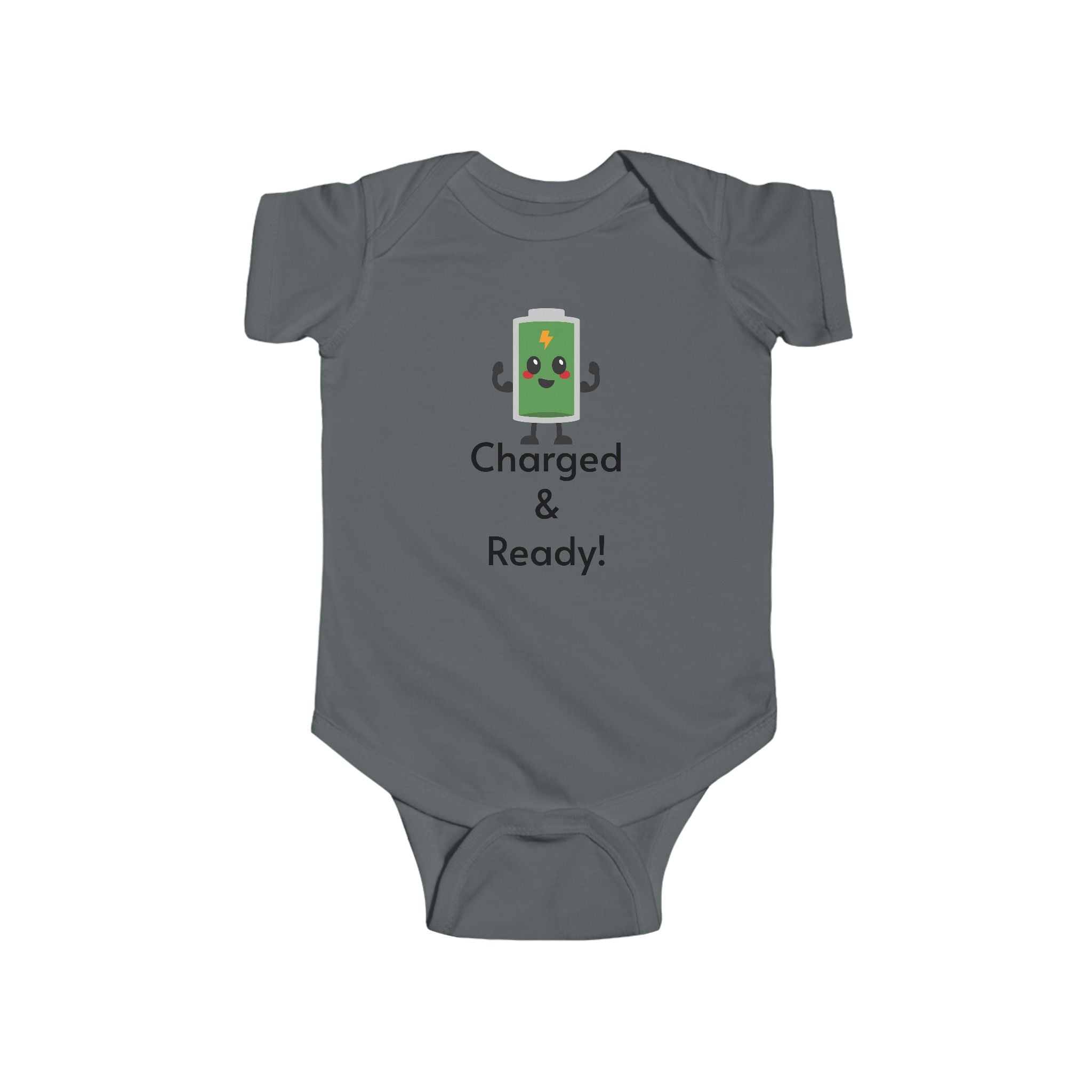"Charged & Ready" Full Battery Baby Onesie | Funny High Energy Infant Bodysuit