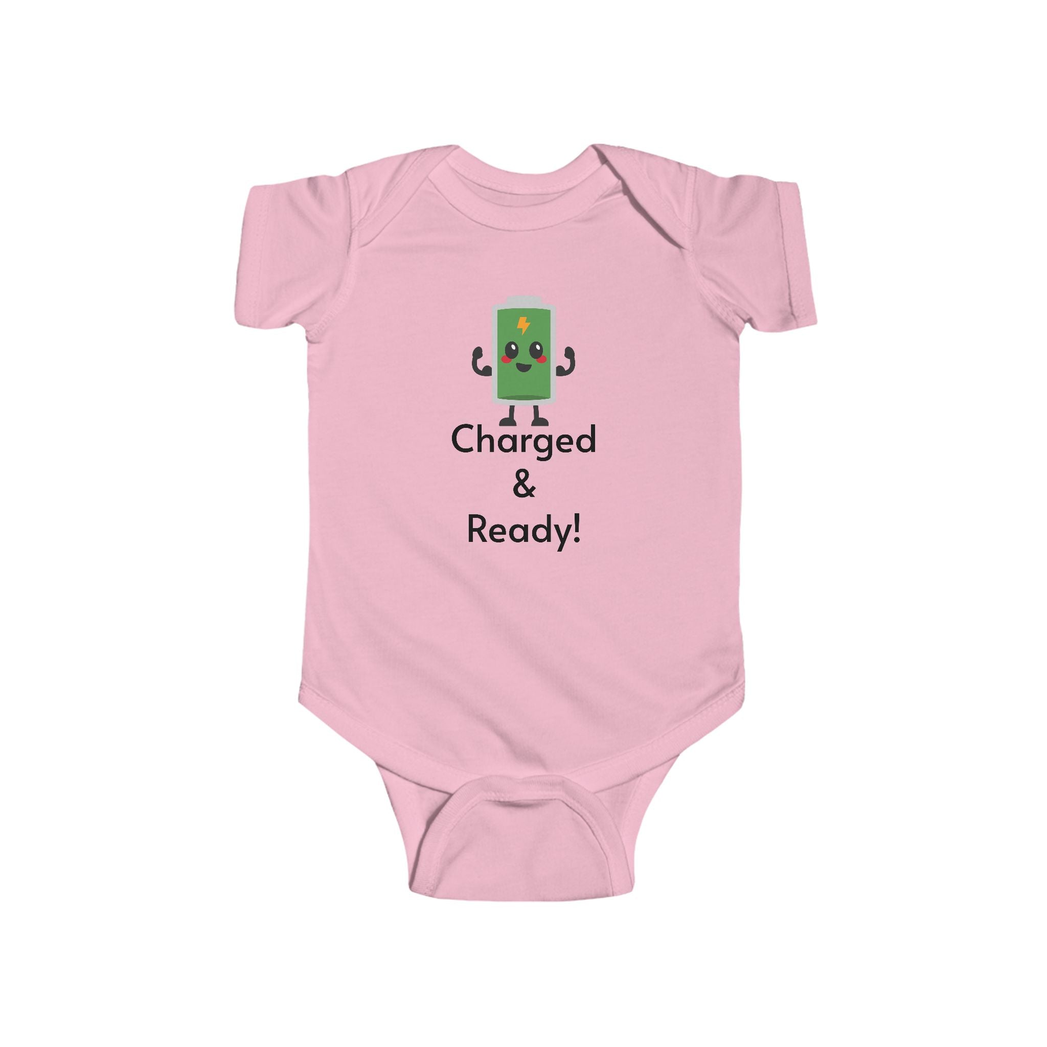 "Charged & Ready" Full Battery Baby Onesie | Funny High Energy Infant Bodysuit