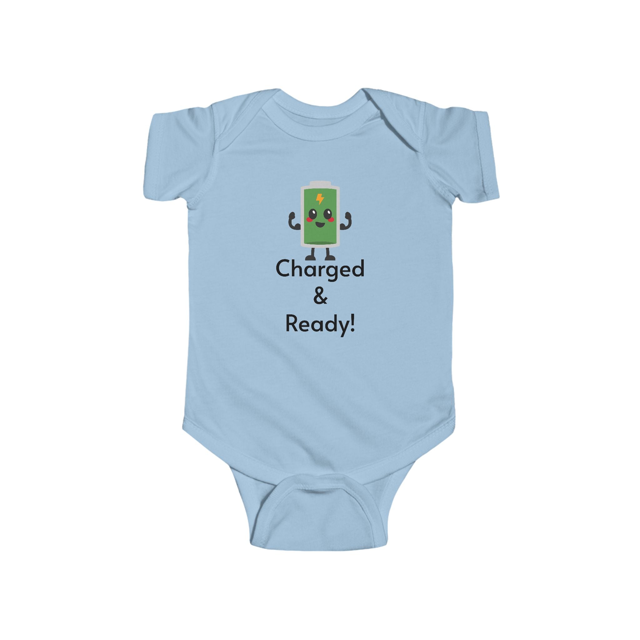 "Charged & Ready" Full Battery Baby Onesie | Funny High Energy Infant Bodysuit
