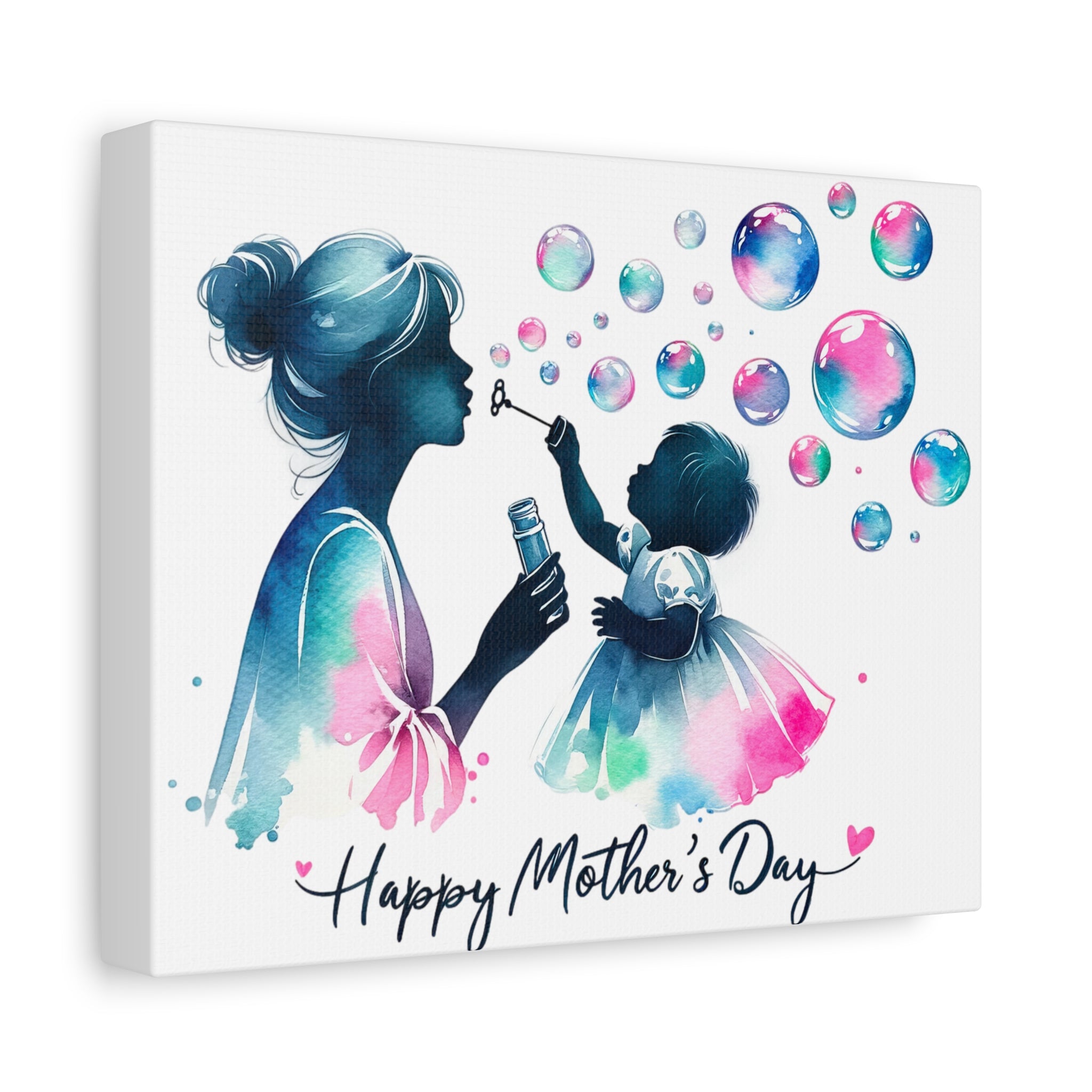 "Bubbles of Joy" Mother's Day Canvas | Mother & Daughter Watercolor Art