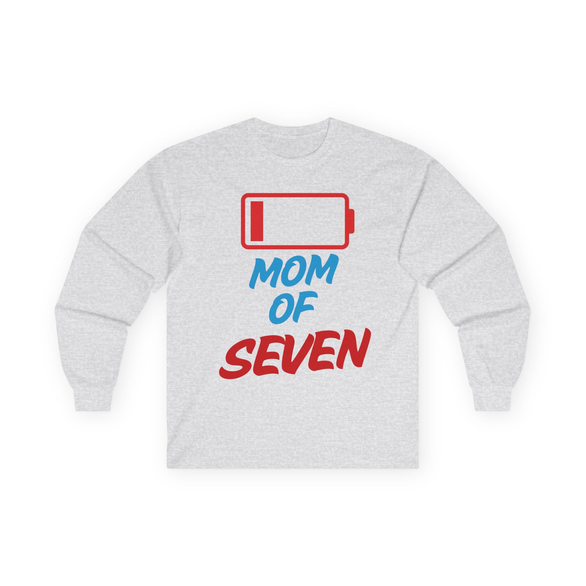 Mom of Seven Low Battery Long Sleeve Tee