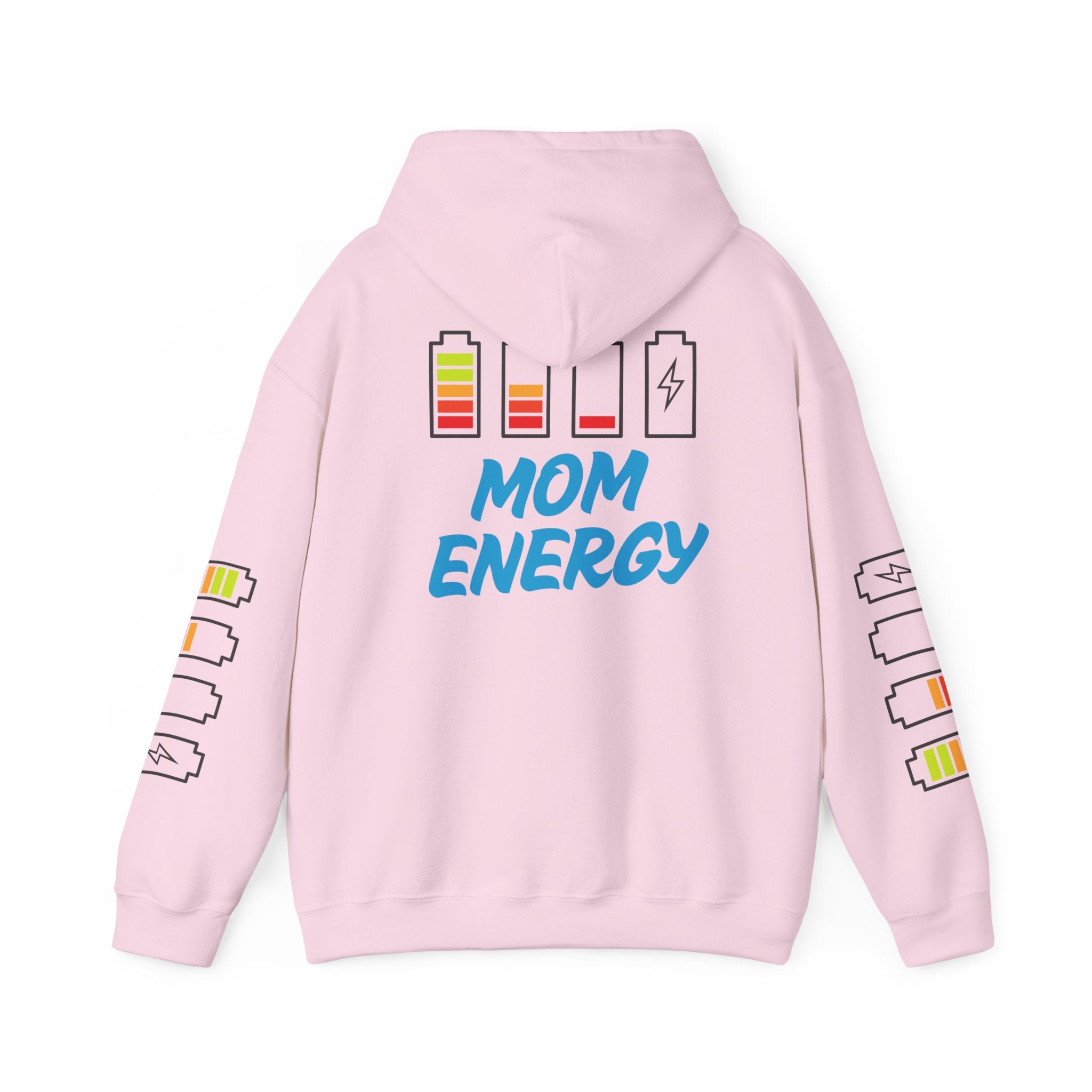 Mom Energy Hoodie — Battery Meter Graphic Hooded Sweatshirt