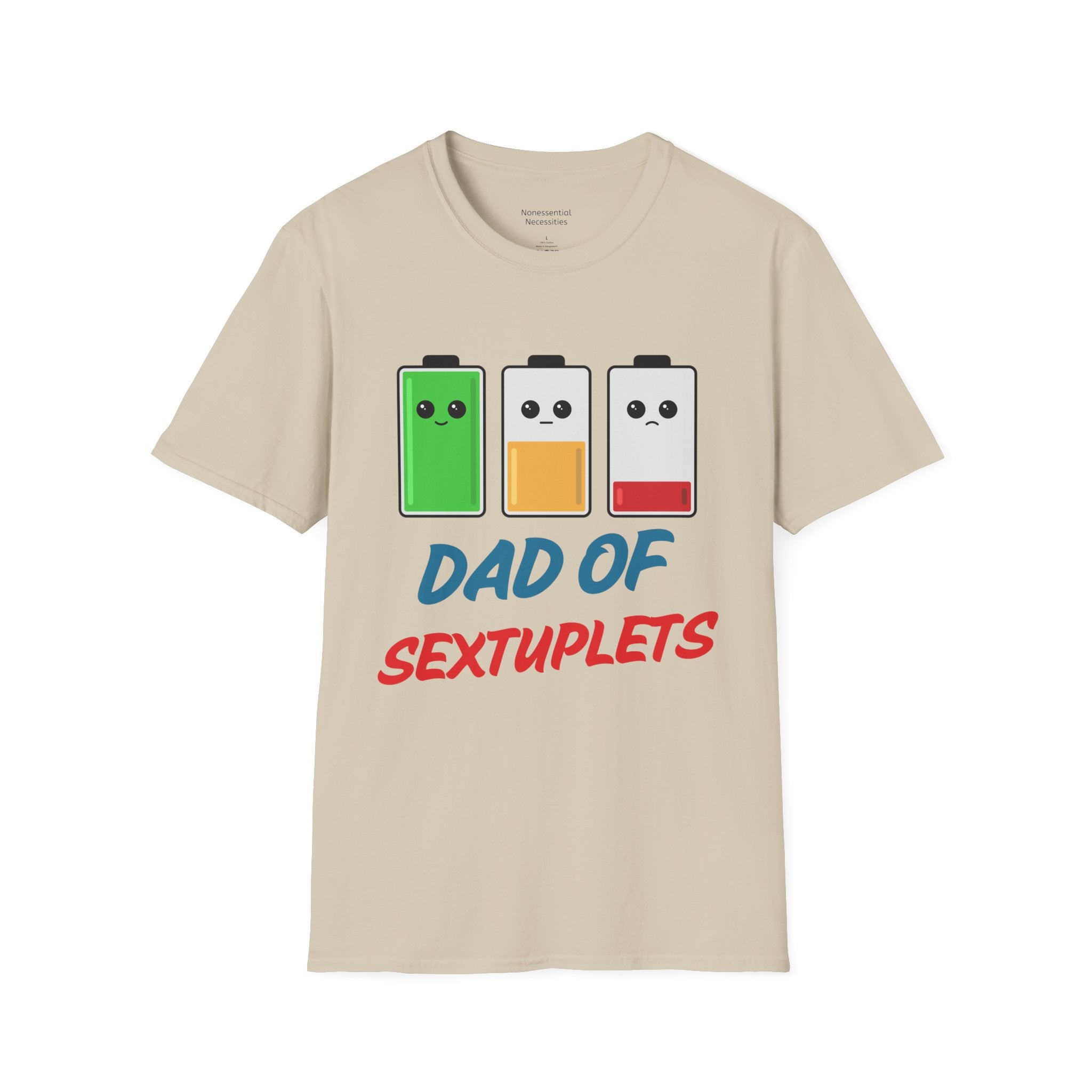 "Dad of Sextuplets" Battery T-Shirt - Funny Gift for Father of Six