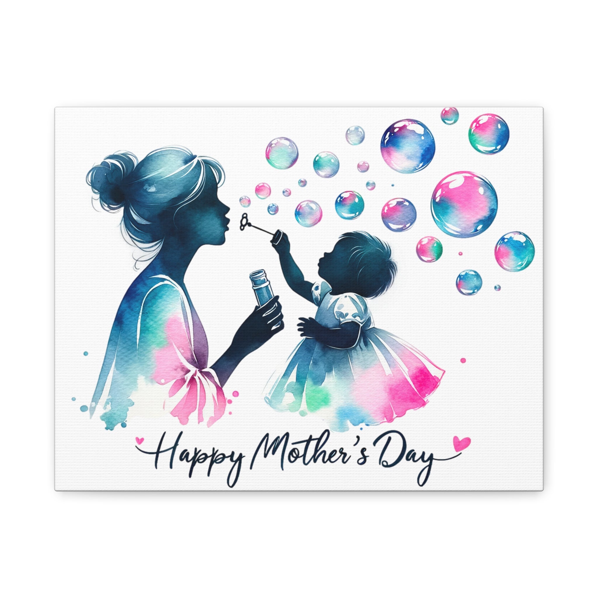 "Bubbles of Joy" Mother's Day Canvas | Mother & Daughter Watercolor Art