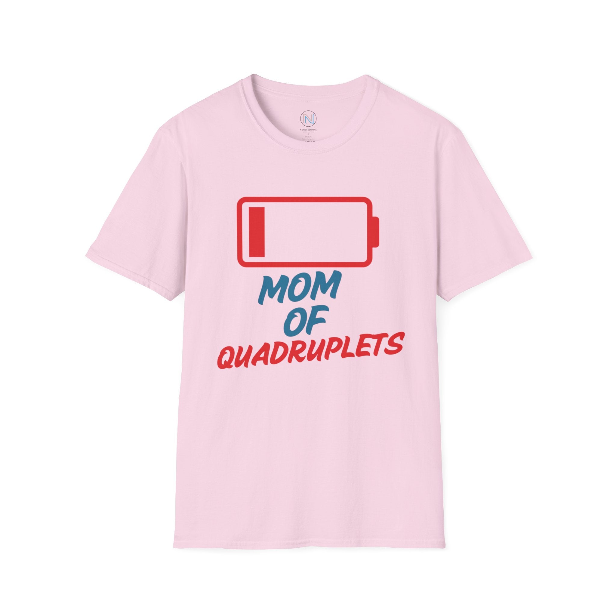 "Mom of Quads" Low Battery T-Shirt - Funny Mother's Day Gift