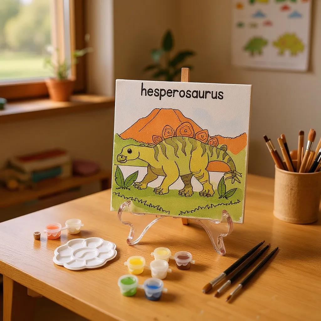 Hesperosaurus Dinosaur DIY Paint Kit | Prehistoric Animal Canvas Art for Kids