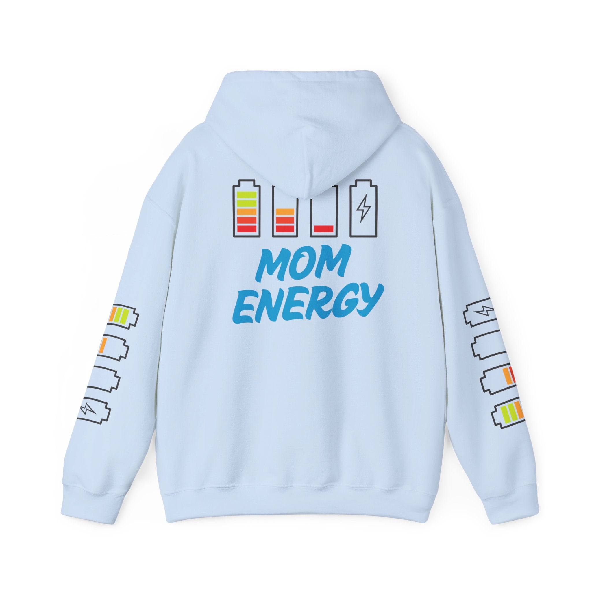 Mom Energy Hoodie — Battery Meter Graphic Hooded Sweatshirt