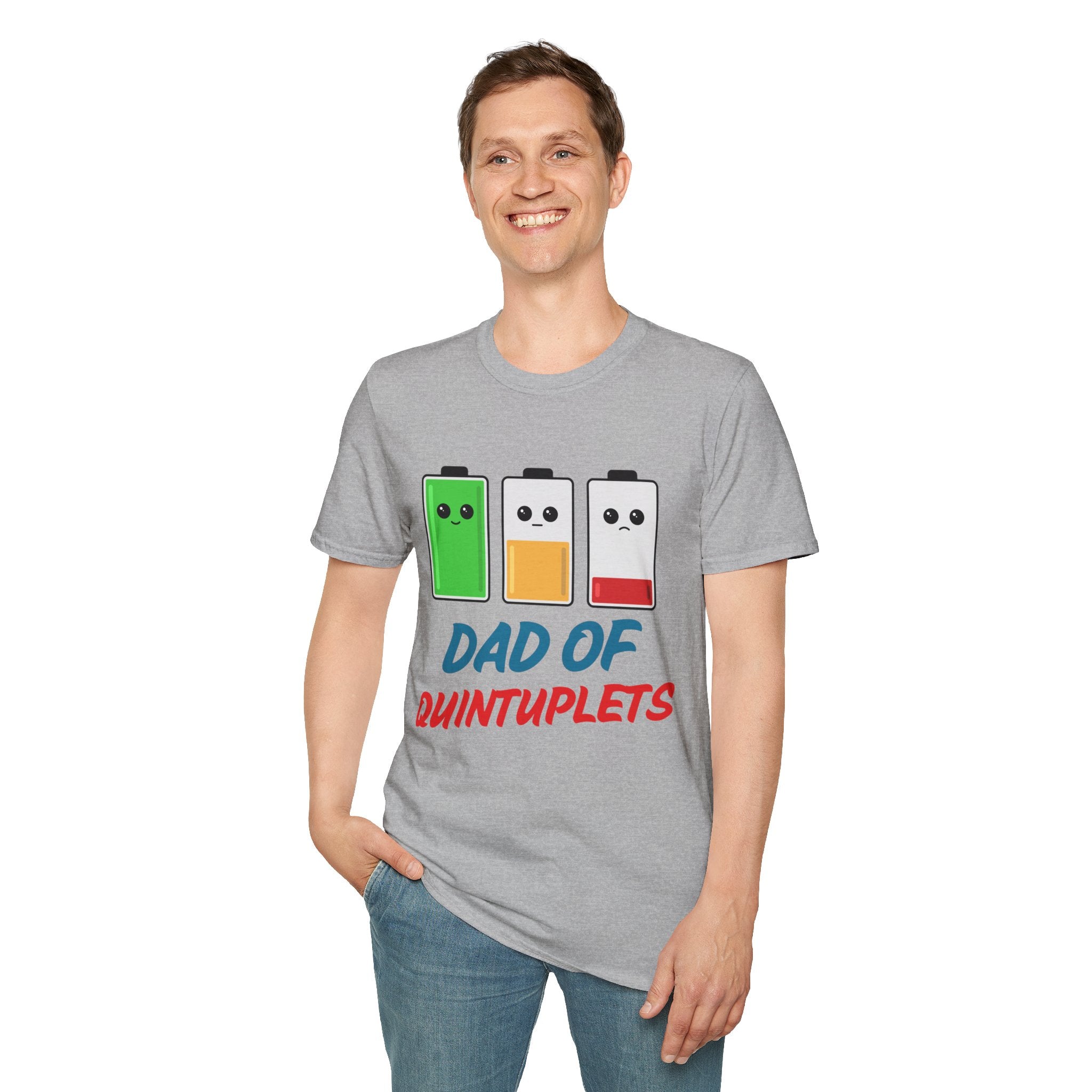 "Dads of Quints" Battery T-Shirt - Funny Gift for Father of Five