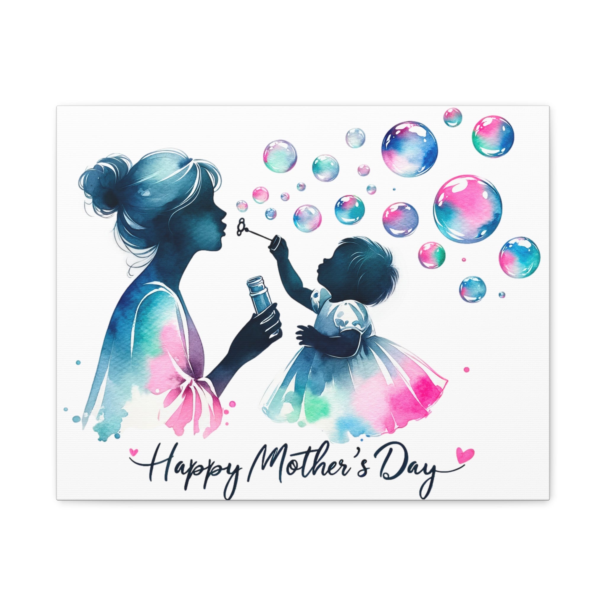 "Bubbles of Joy" Mother's Day Canvas | Mother & Daughter Watercolor Art