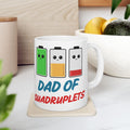 Dad of Quadruplets "Low Battery" Mug | Funny Survival Gift for Fathers of Multiples