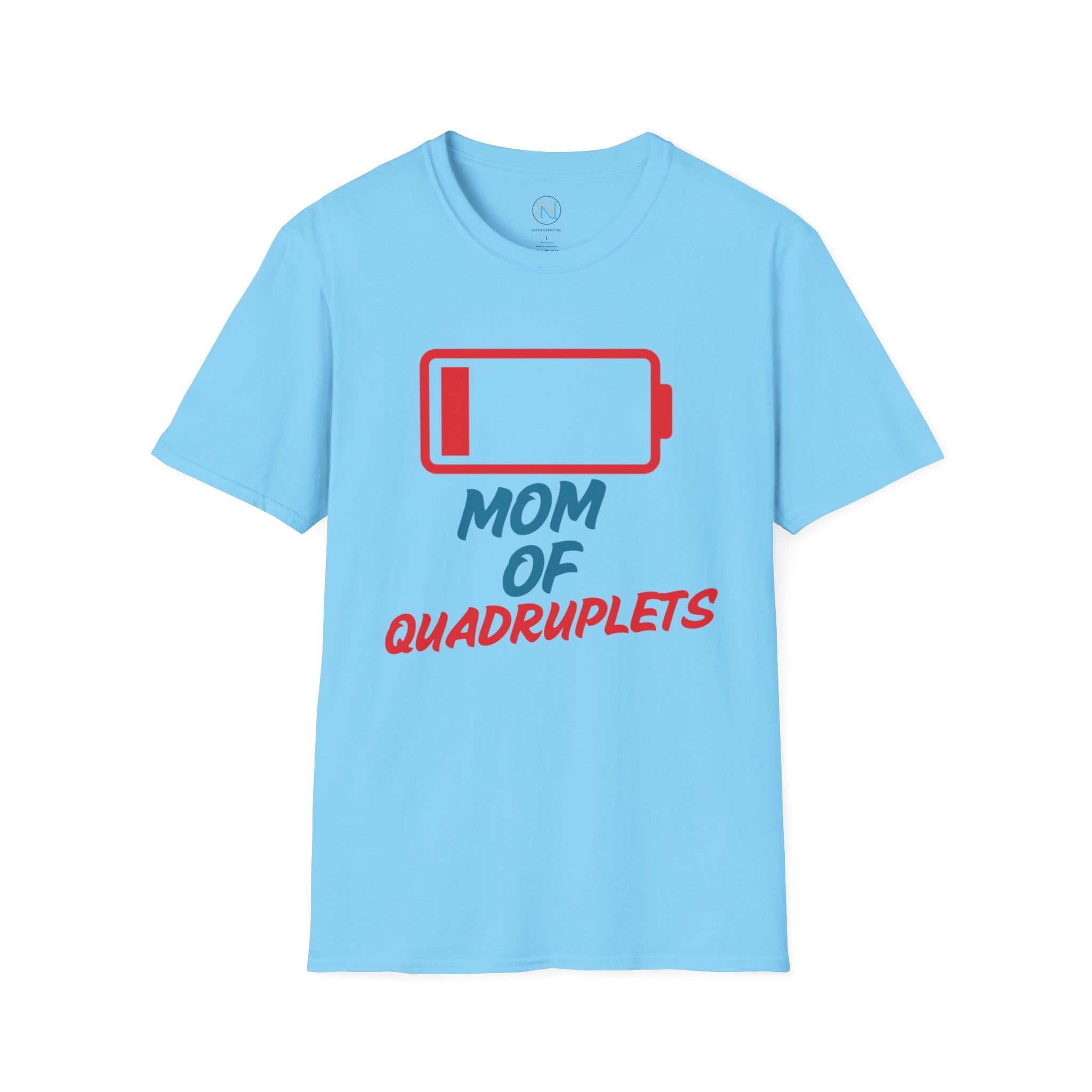 "Mom of Quads" Low Battery T-Shirt - Funny Mother's Day Gift