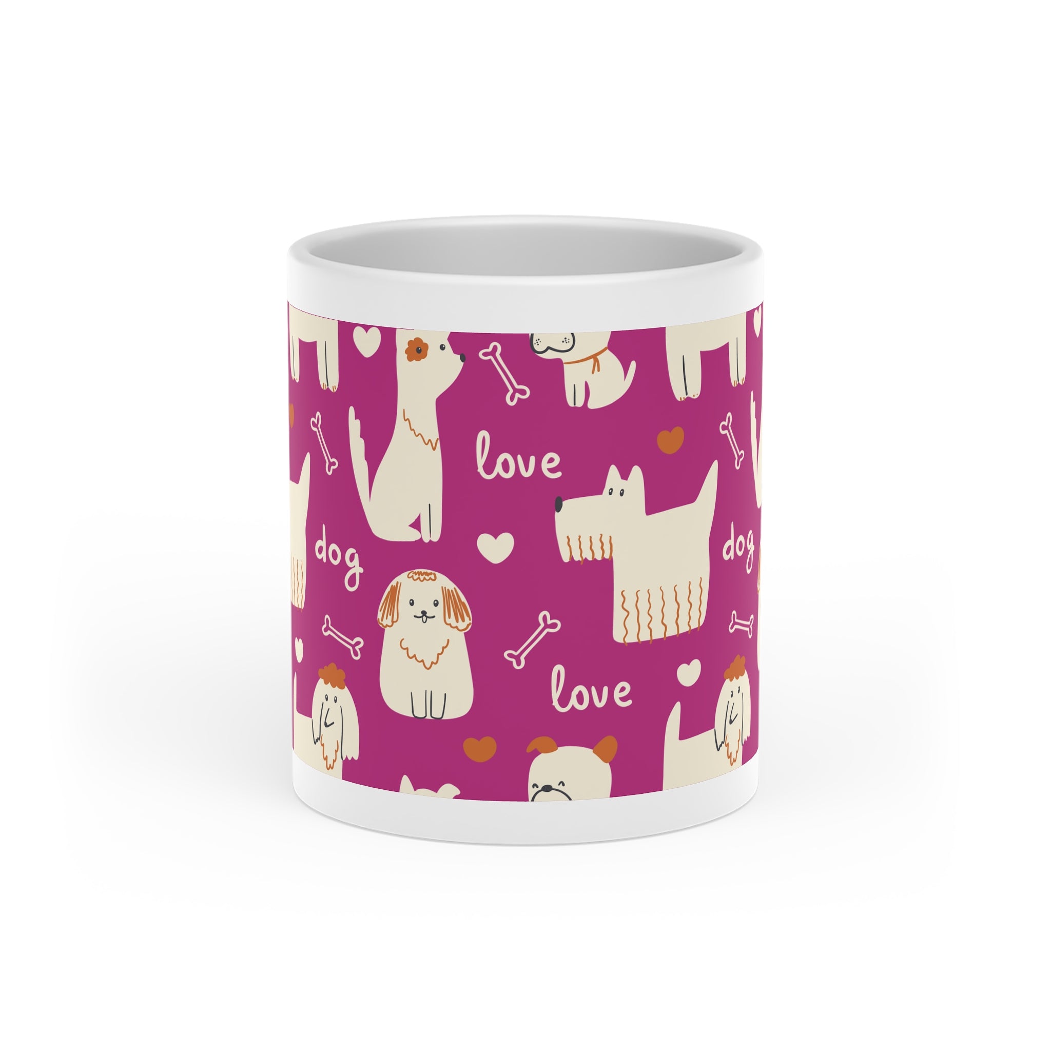 Cute "Dog Love" Ceramic Mug with Heart Shaped Handle