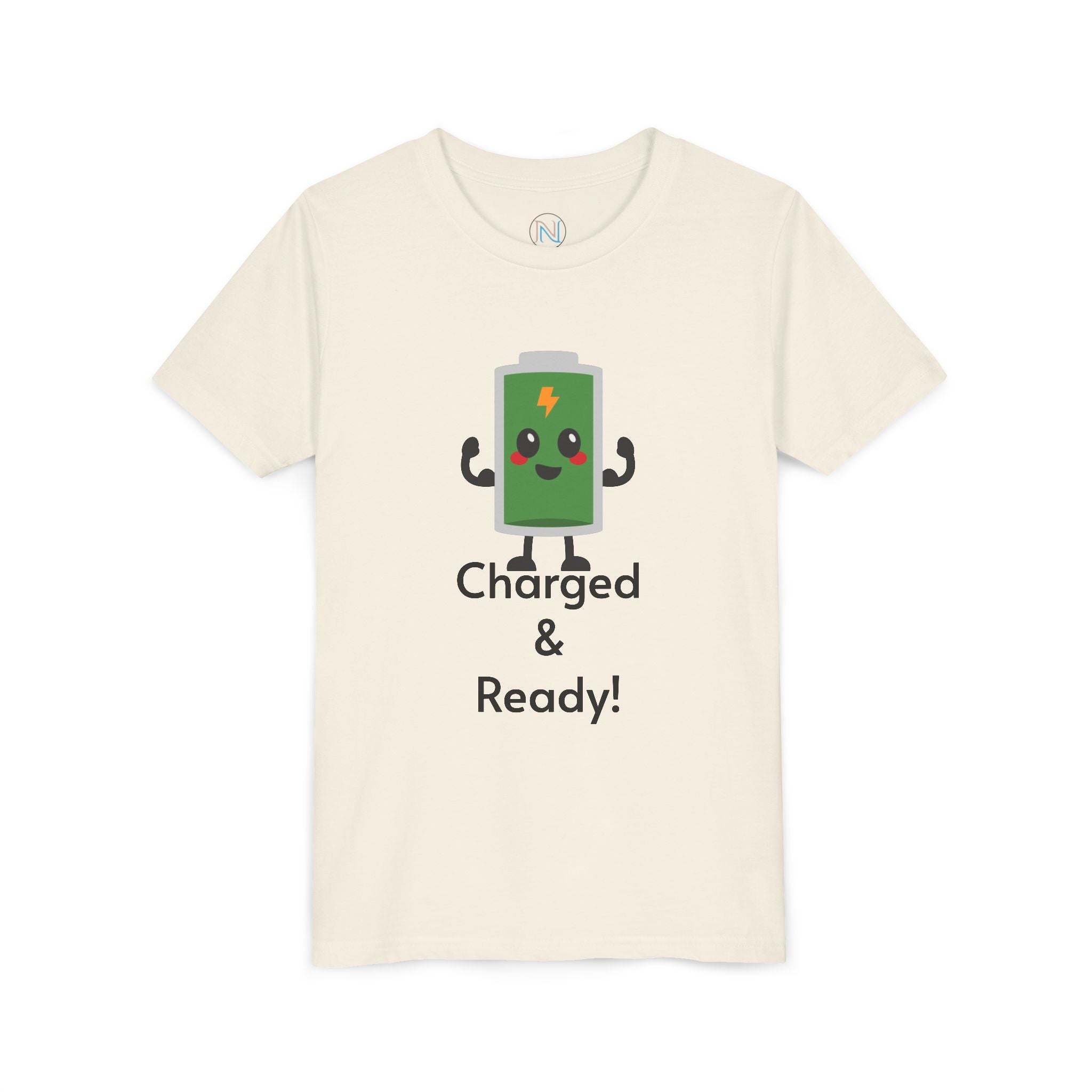 "Charged & Ready" Youth T-Shirt | Gamer Style Battery Graphic Tee