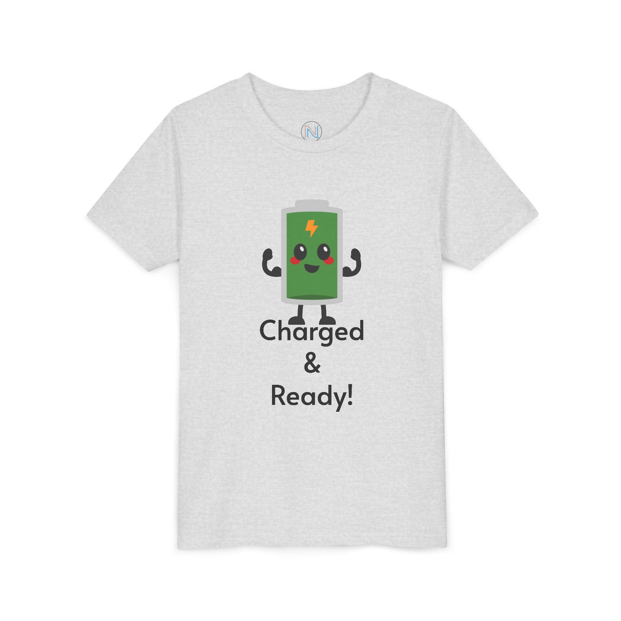 "Charged & Ready" Youth T-Shirt | Gamer Style Battery Graphic Tee