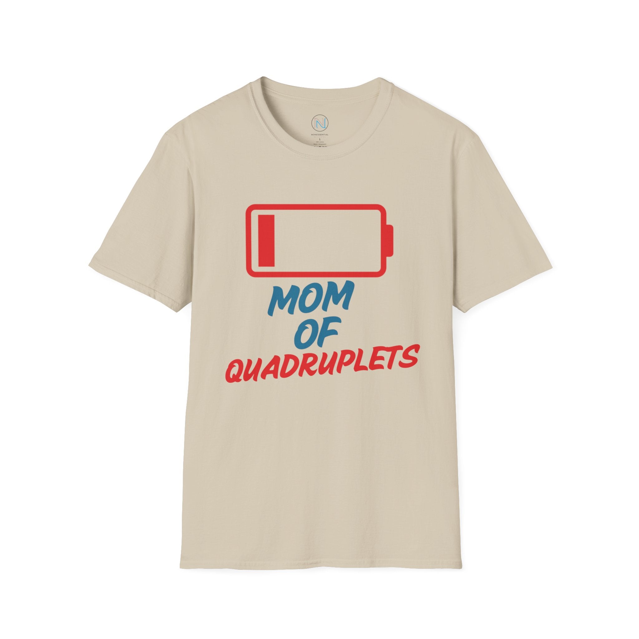"Mom of Quads" Low Battery T-Shirt - Funny Mother's Day Gift