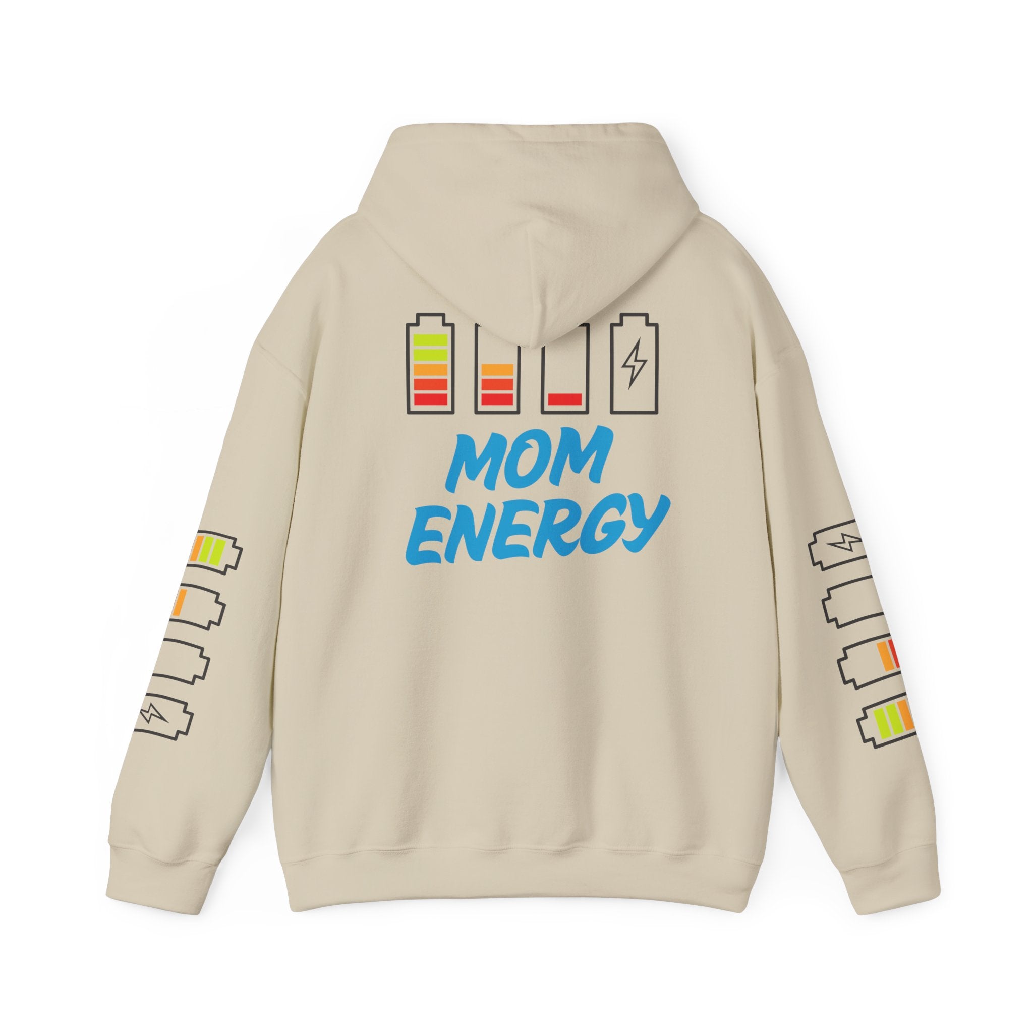 Mom Energy Hoodie — Battery Meter Graphic Hooded Sweatshirt