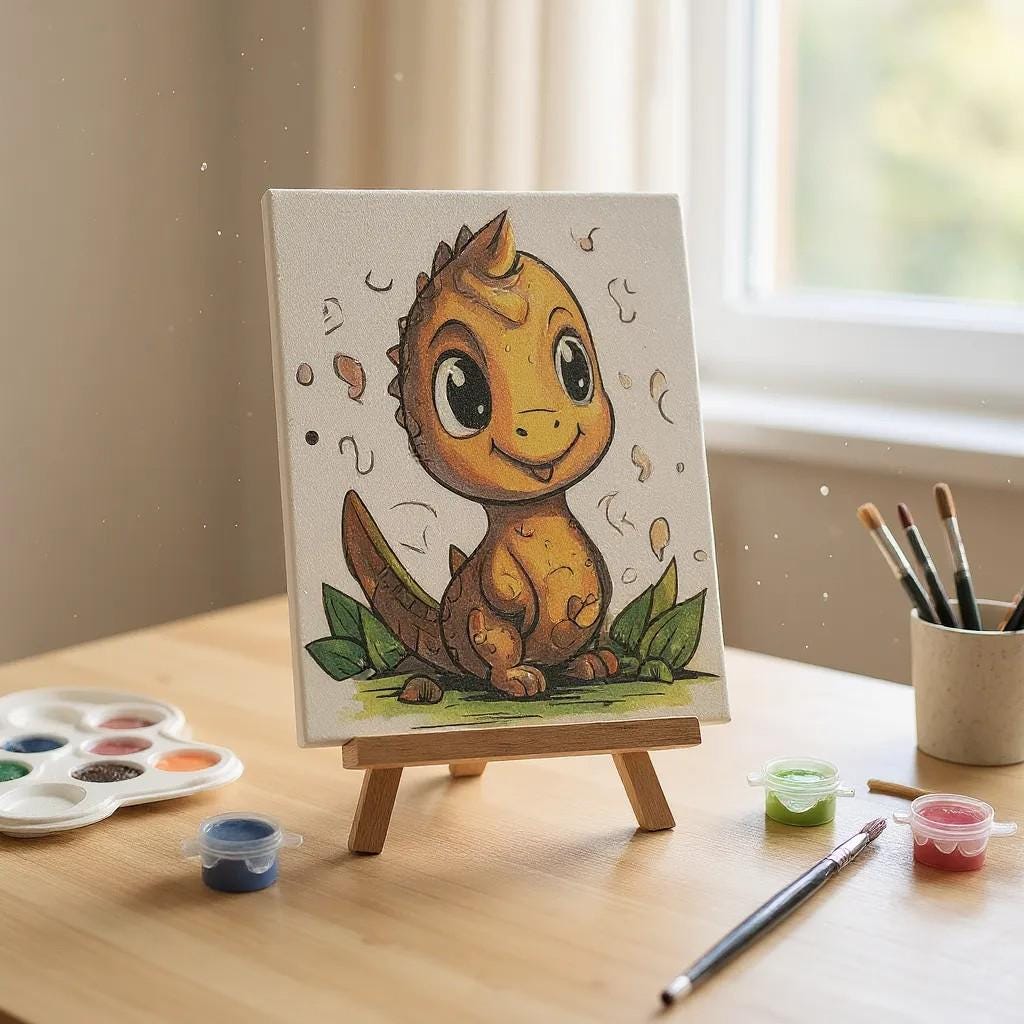 Baby Dinosaur DIY Paint Kit | Prehistoric Canvas Art for Kids