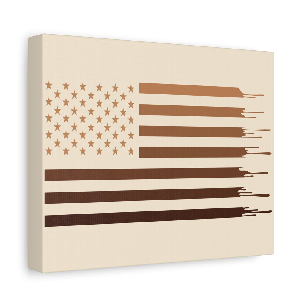 Rustic Melanin American Flag Canvas | Neutral Tones Modern Wall Decor