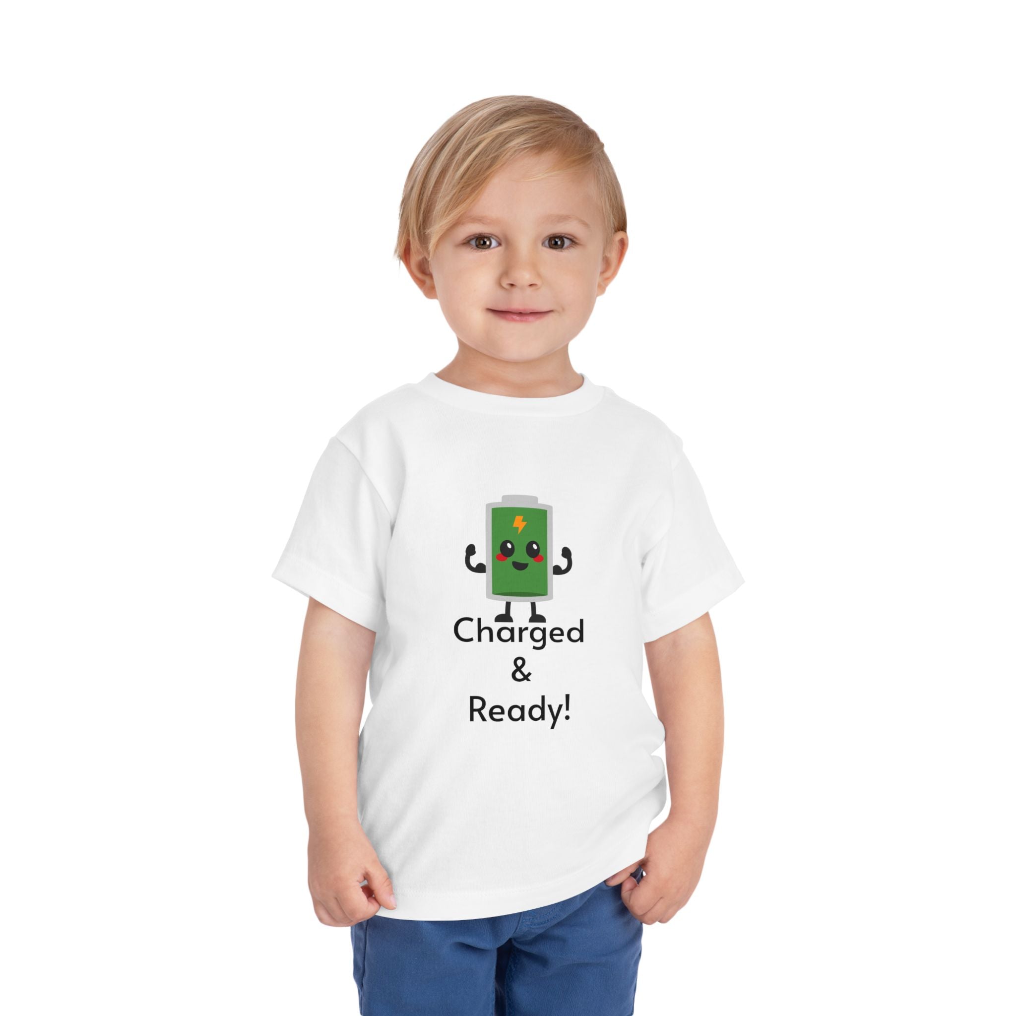 "100% Charged" Toddler Shirt | Funny No Nap Kids Outfit