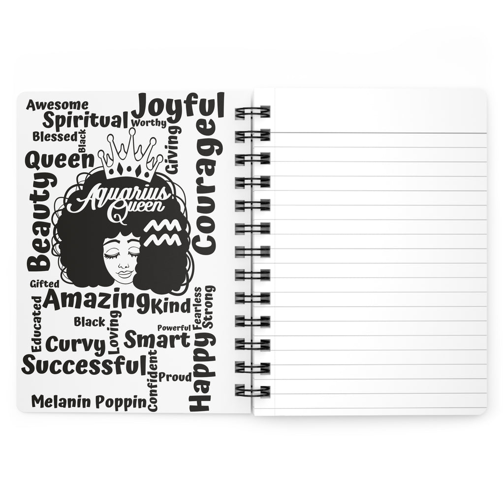 Aquarius Zodiac Journal | Melanin Princess Edition | Spiral Notebook
