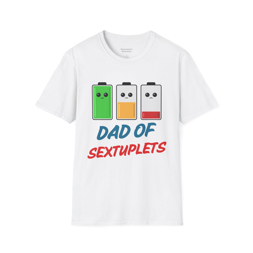 "Dad of Sextuplets" Battery T-Shirt - Funny Gift for Father of Six