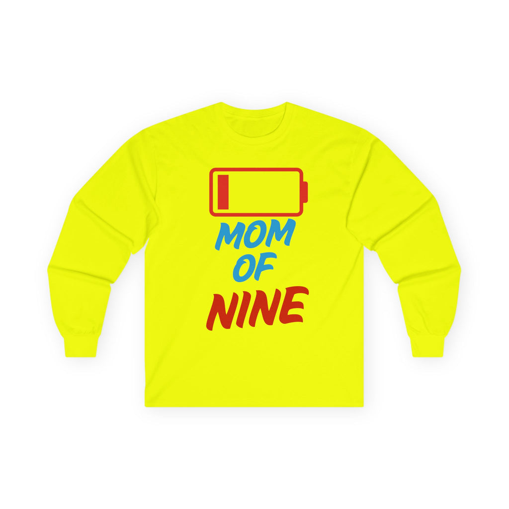 Mom of Nine Low Battery Long Sleeve Tee