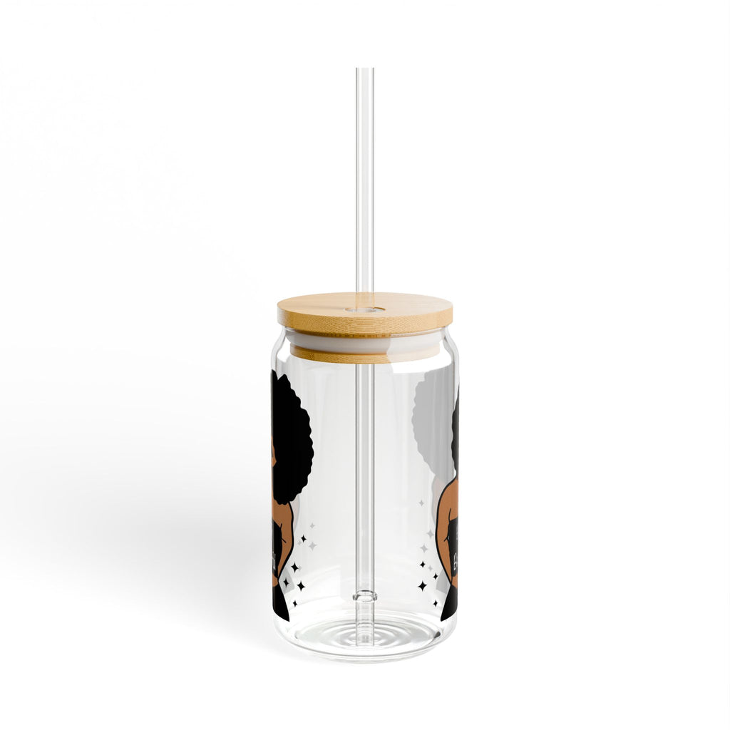 "Black is Beautiful" Afro Art Glass Can Tumbler | Natural Hair Empowerment Gift