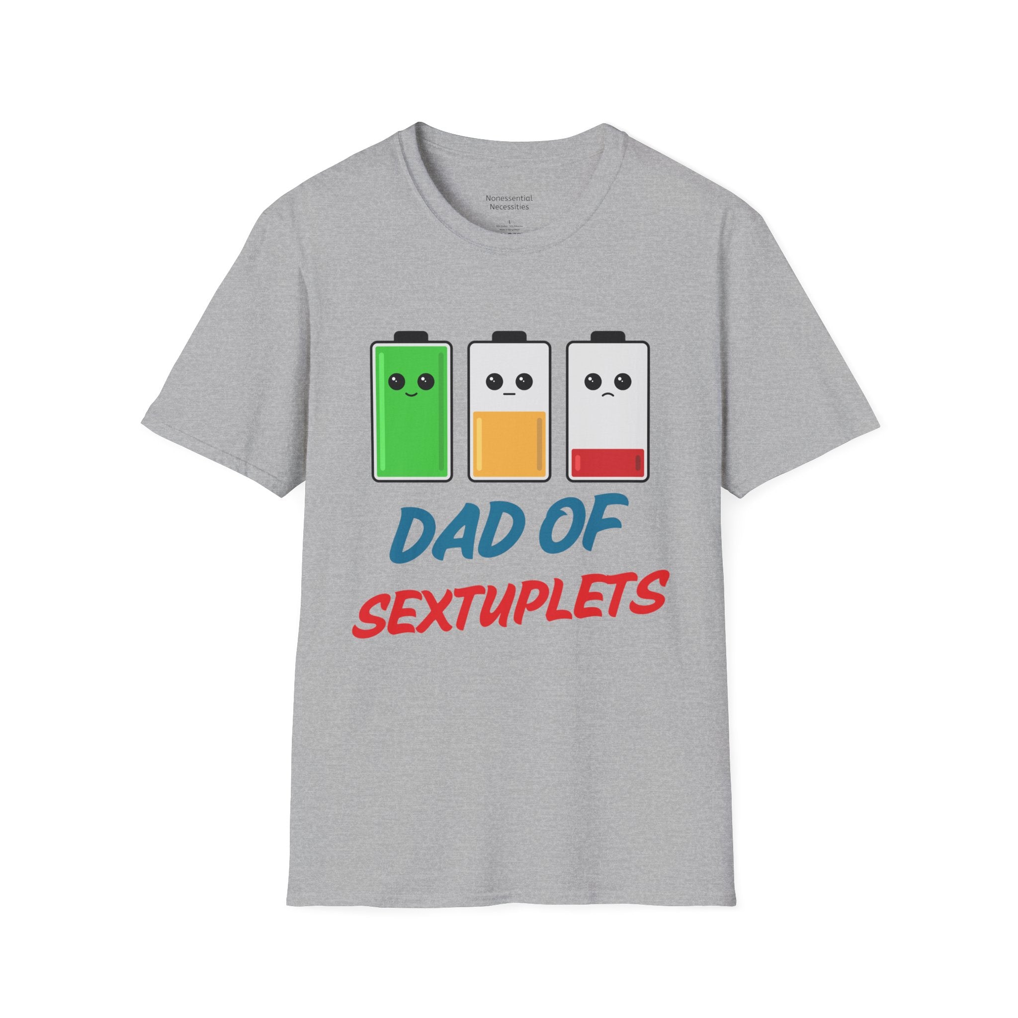 "Dad of Sextuplets" Battery T-Shirt - Funny Gift for Father of Six